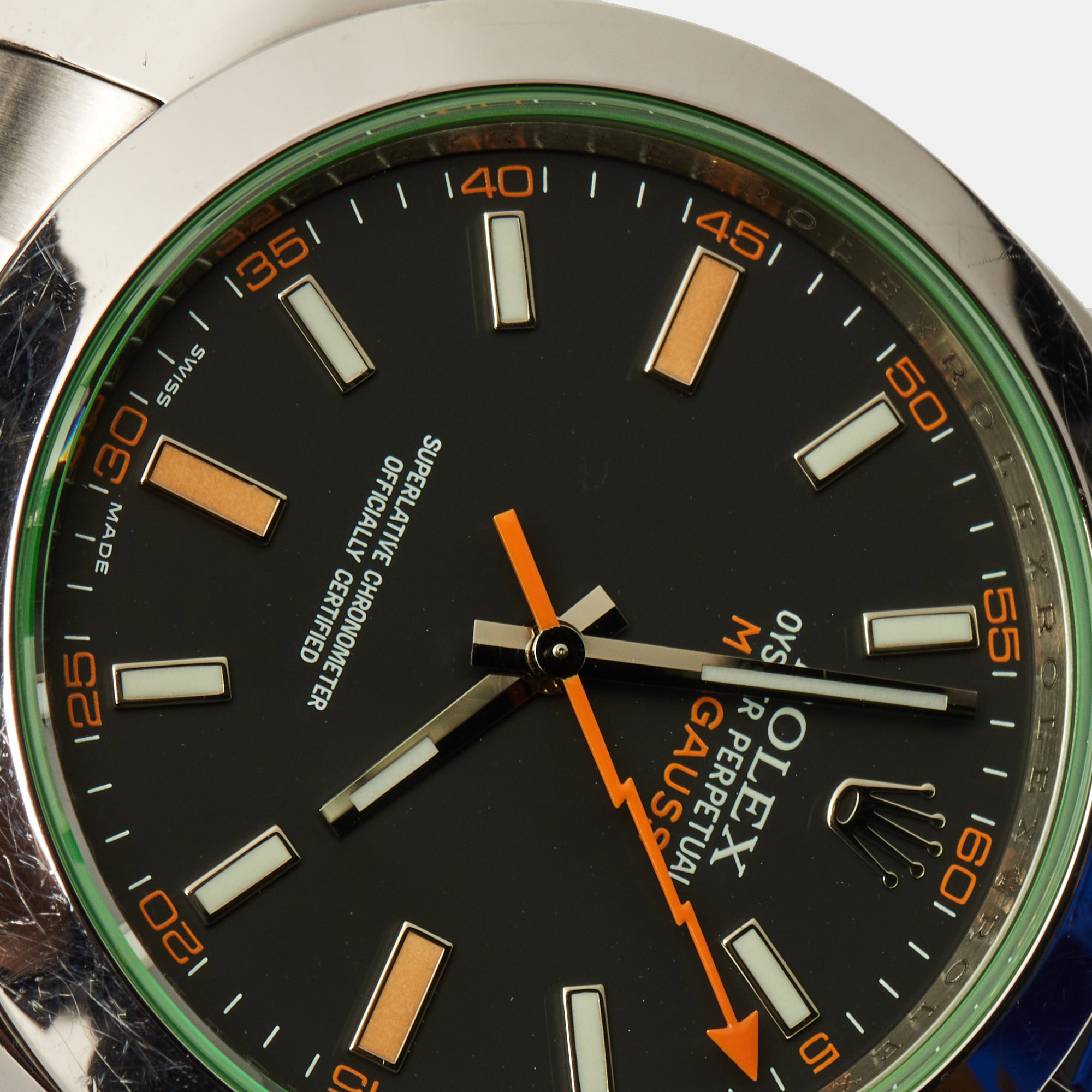 Rolex Black Oystersteel Milgauss M116400GV-0001 Men's Wristwatch 40 Mm