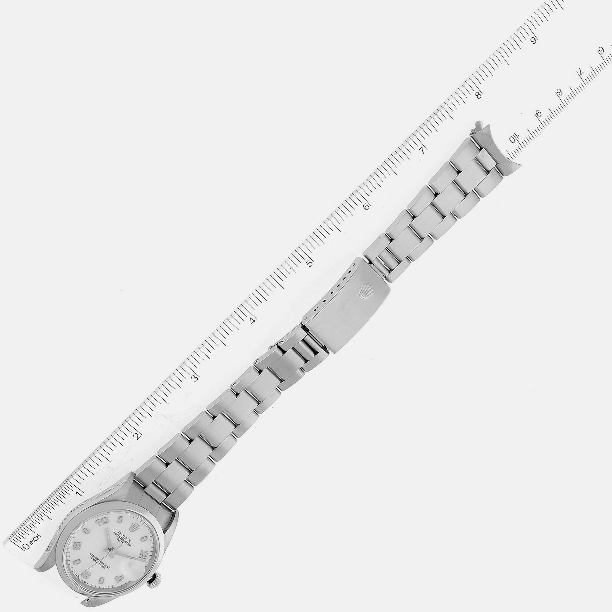 Rolex Date White Dial Oyster Bracelet Steel Mens Watch 15200 34 Mm