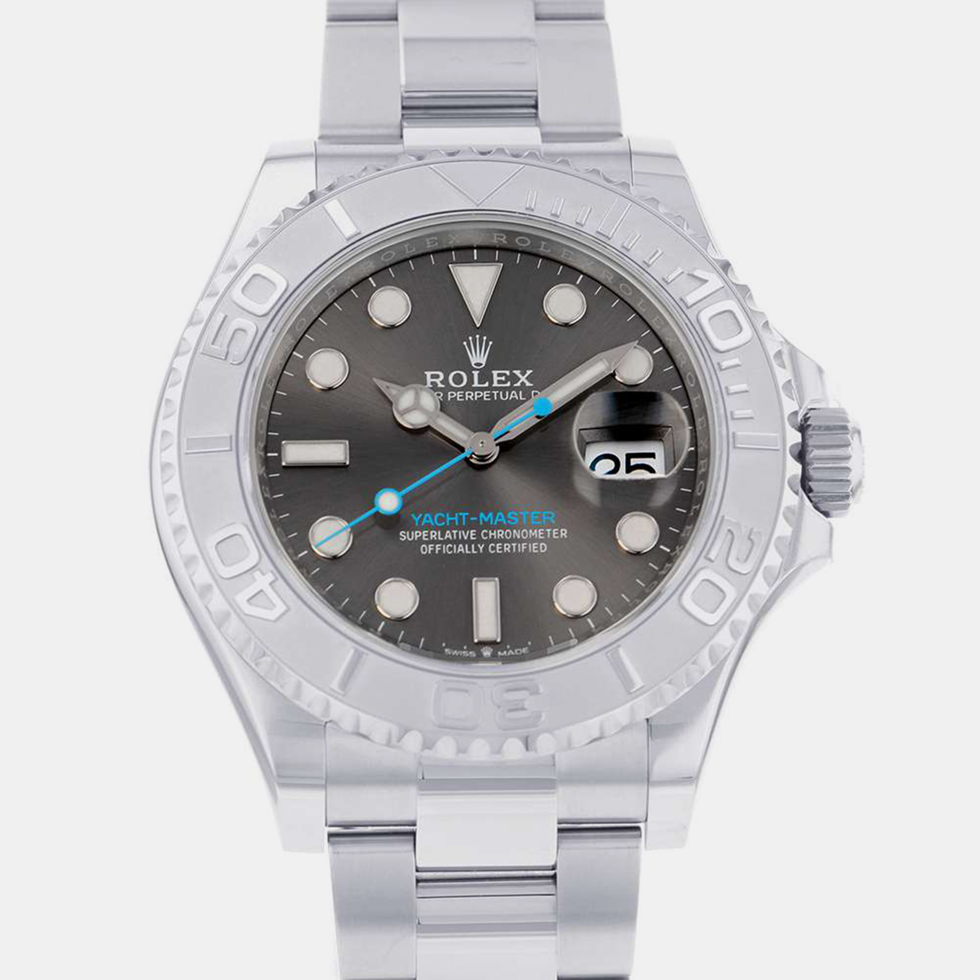 Rolex Grey Platinum And Stainless Steel Yacht-Master 126622 Automatic Men's Wristwatch 40 Mm