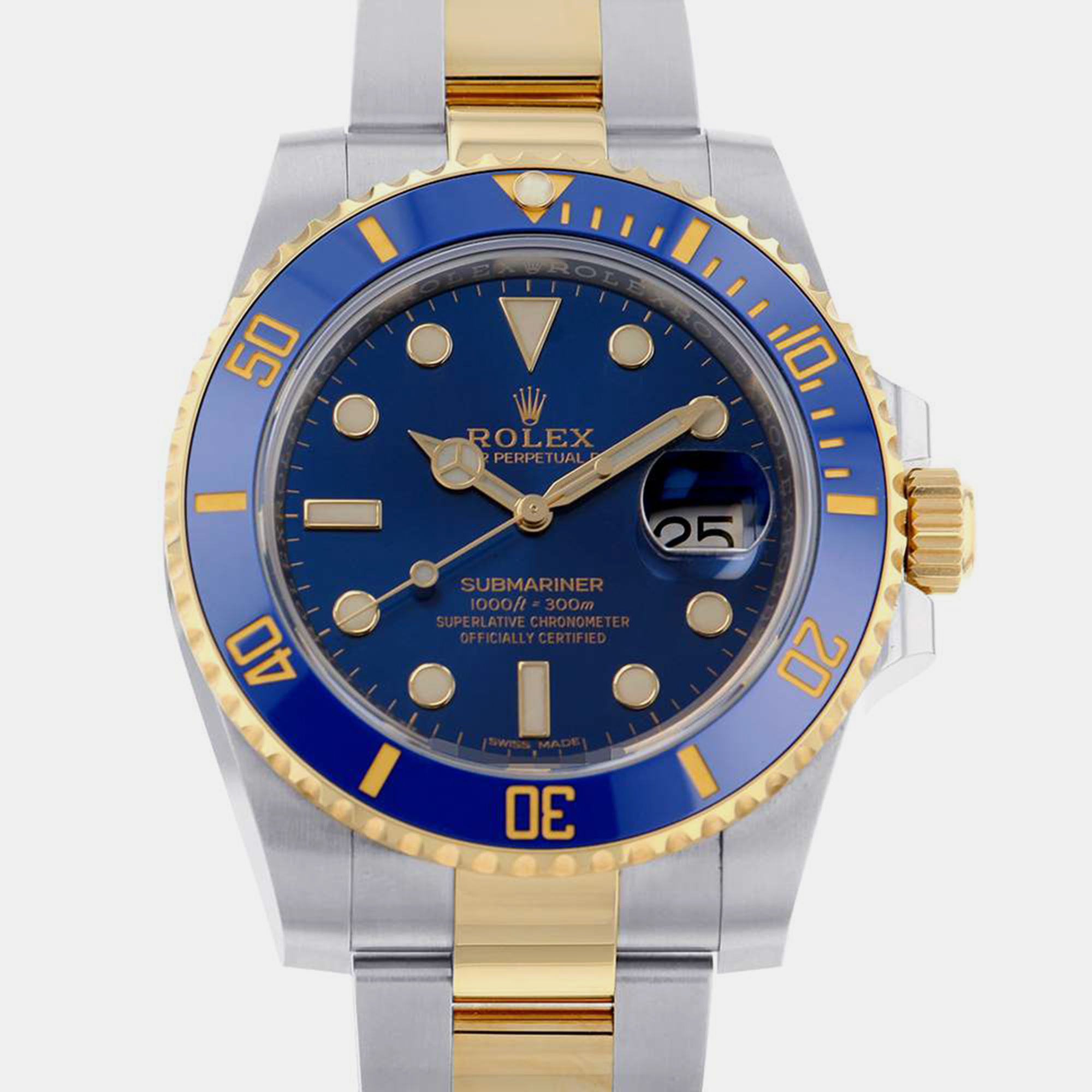 Rolex Blue 18k Yellow Gold And Stainless Steel Submariner 116613 Automatic Men's Wristwatch 40 Mm