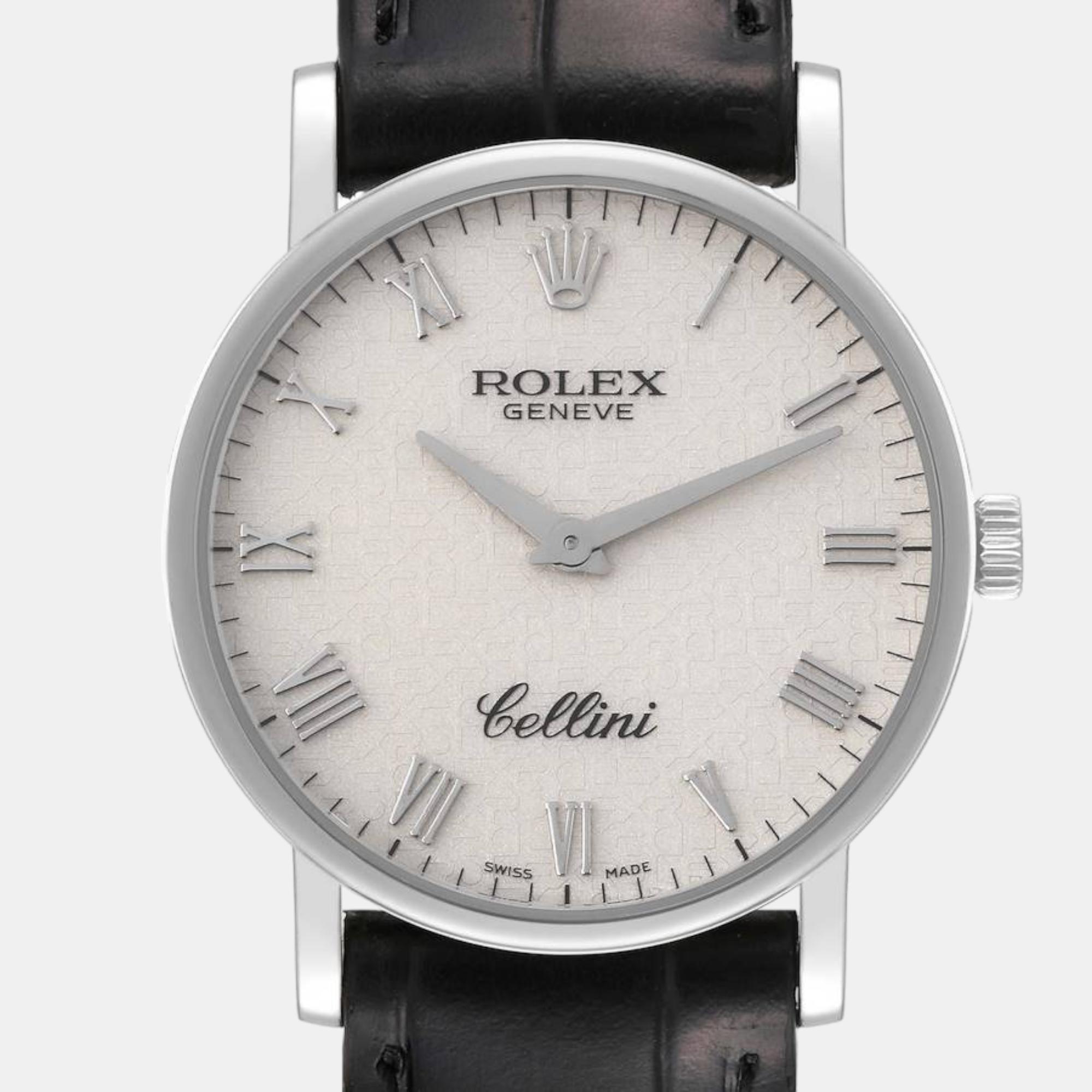 Rolex Cellini Classic White Gold Ivory Anniversary Dial Men's Watch 5115 32 Mm