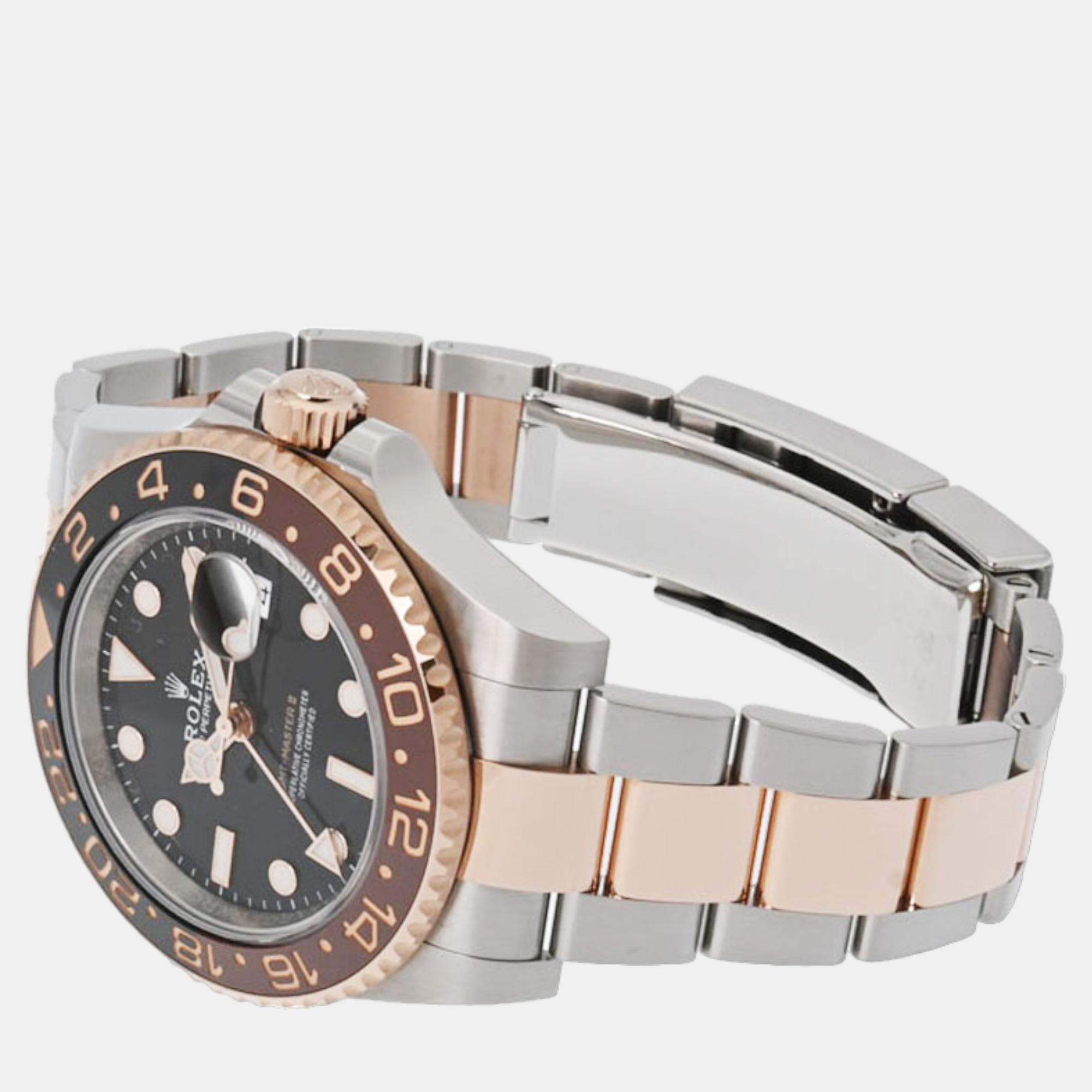 Rolex Black 18k Rose Gold And Stainless Steel GMT-Master II 126711CHNR Automatic Men's Wristwatch 40 Mm