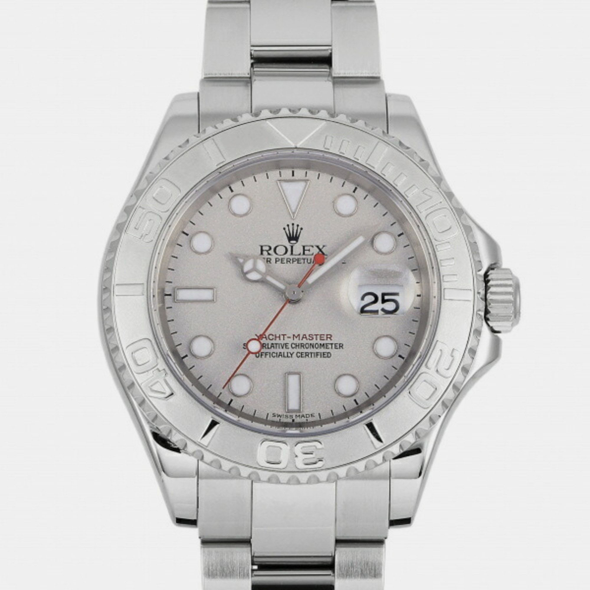 Rolex Grey Platinum And Stainless Steel Yacht-Master 16622 Automatic Men's Wristwatch 40 Mm