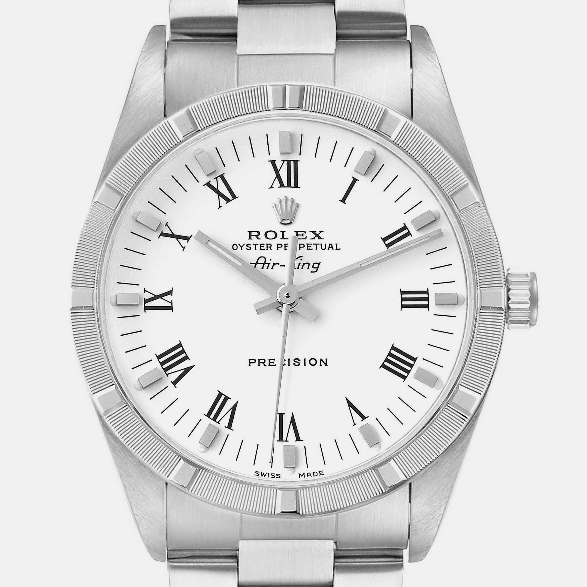Rolex Air King White Roman Dial Steel Men's Watch 14010 34 Mm