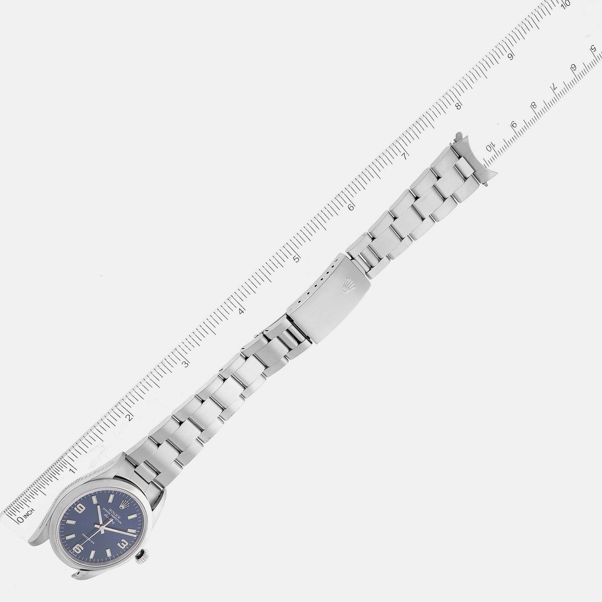 Rolex Air King 34mm Blue Dial Smooth Bezel Steel Men's Watch 14000 34 Mm