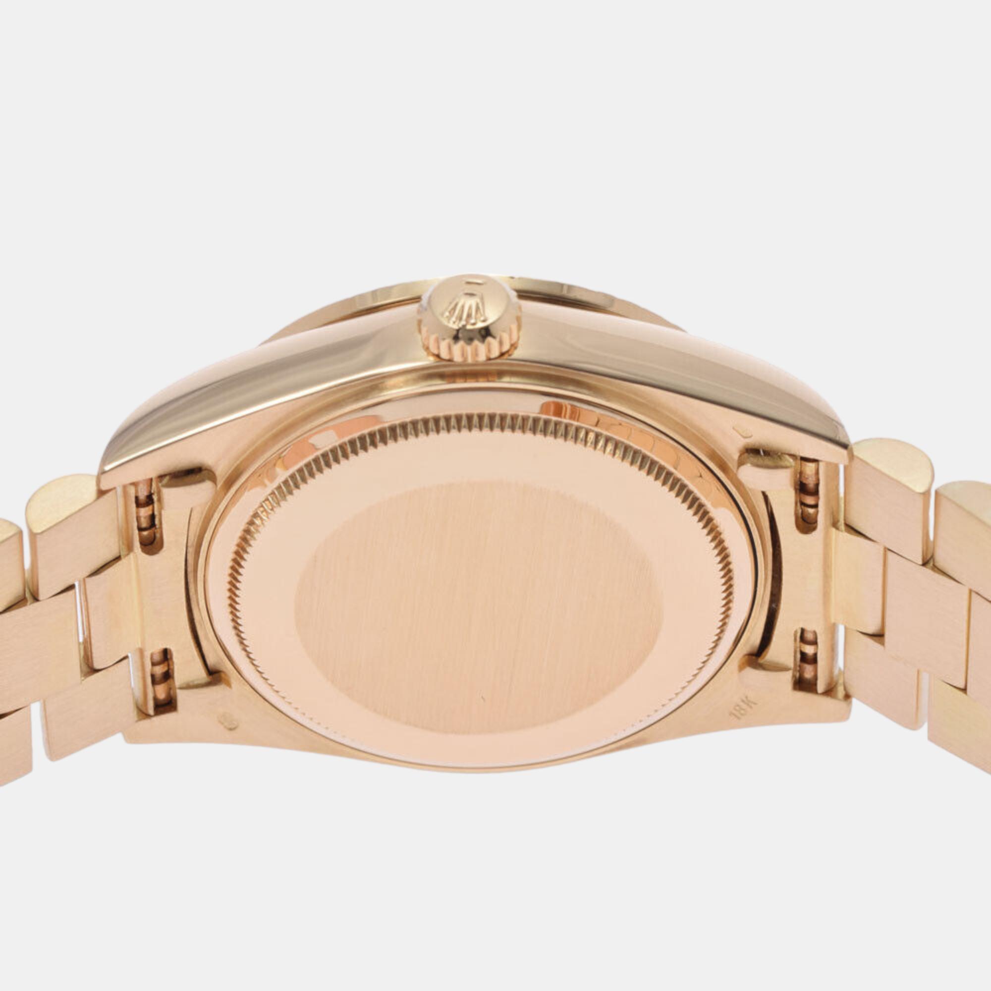 Rolex Champagne Diamond 18k Yellow Gold Day-Date 18108 Automatic Men's Wristwatch 36 Mm