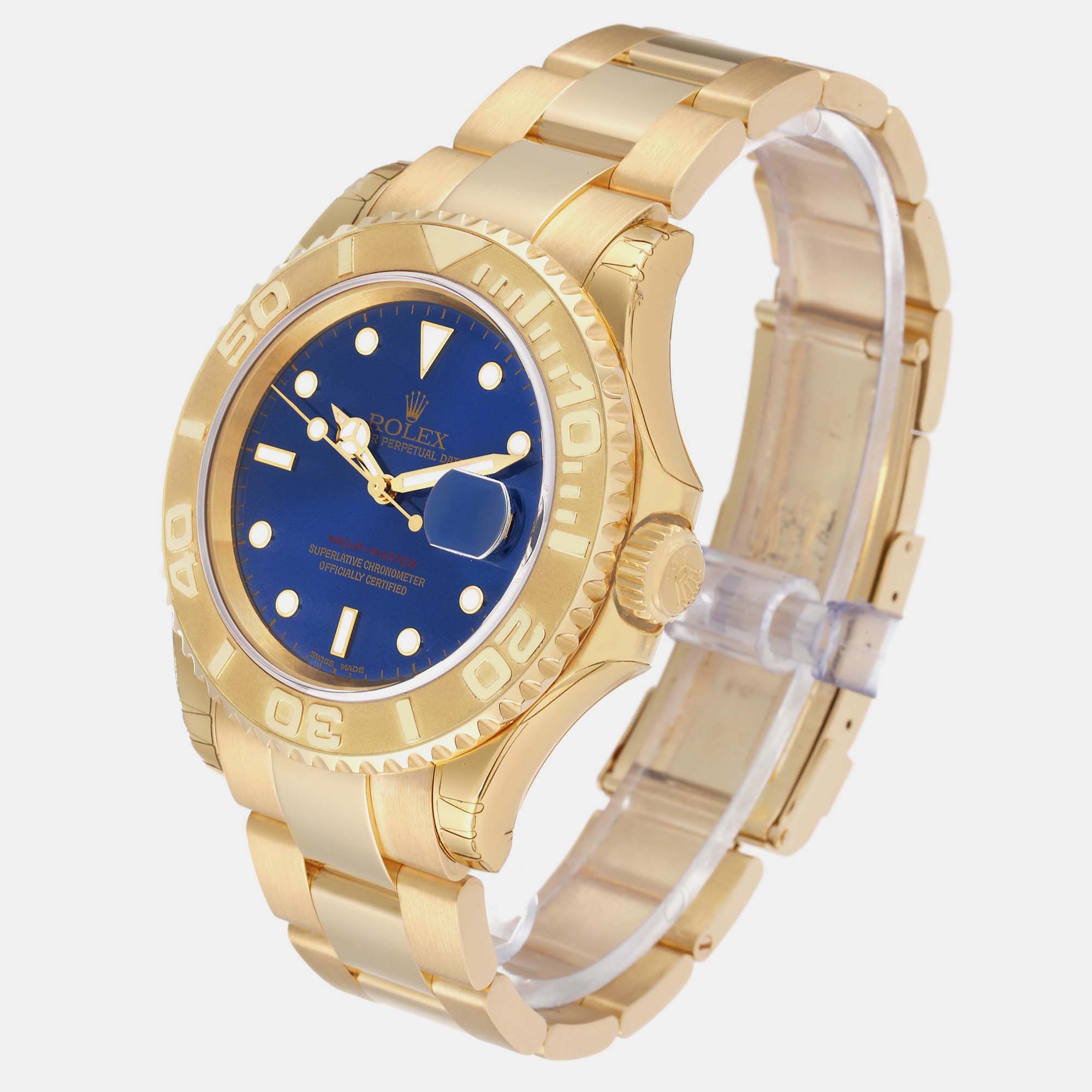 Rolex Yachtmaster 40mm Yellow Gold Blue Dial Mens Watch 16628 40 Mm