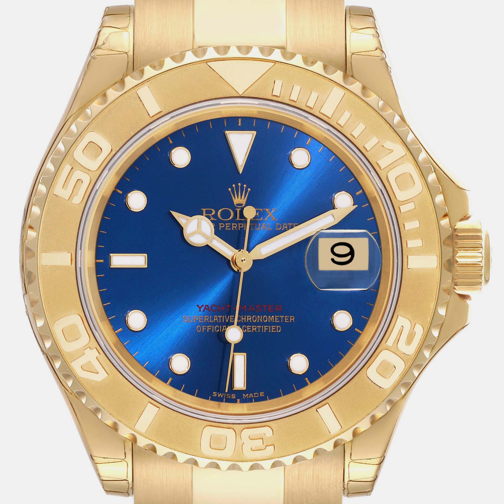 Rolex Yachtmaster 40mm Yellow Gold Blue Dial Mens Watch 16628 40 Mm