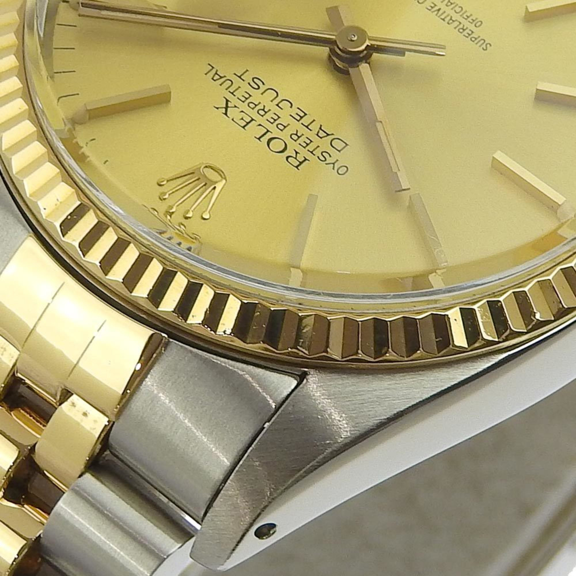 Rolex Champagne 18k Yellow Gold And Stainless Steel Datejust 16013 Automatic Men's Wristwatch 36 Mm