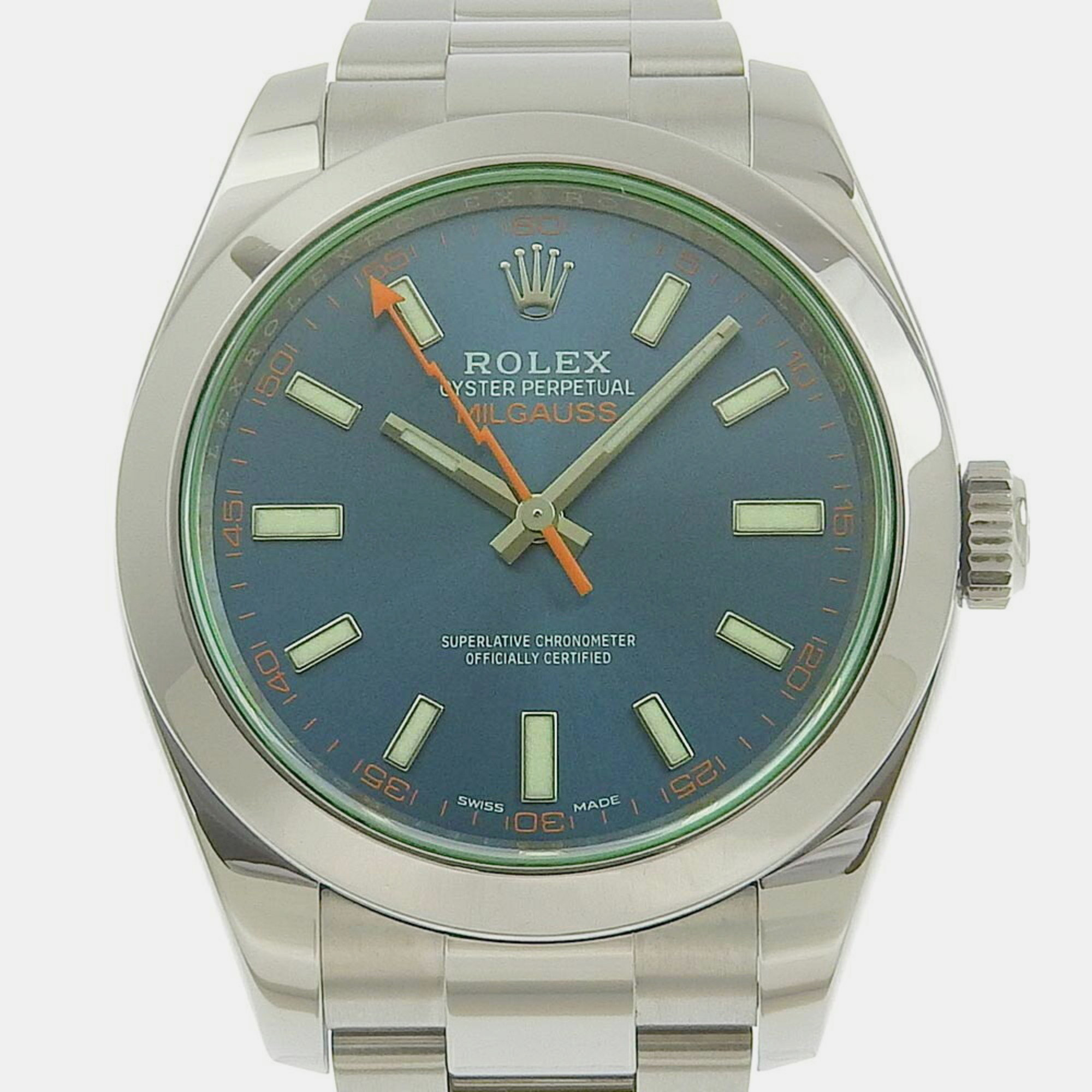 Rolex Silver Stainless Steel Milgauss 116400GV Automatic Men's Wristwatch 40 Mm
