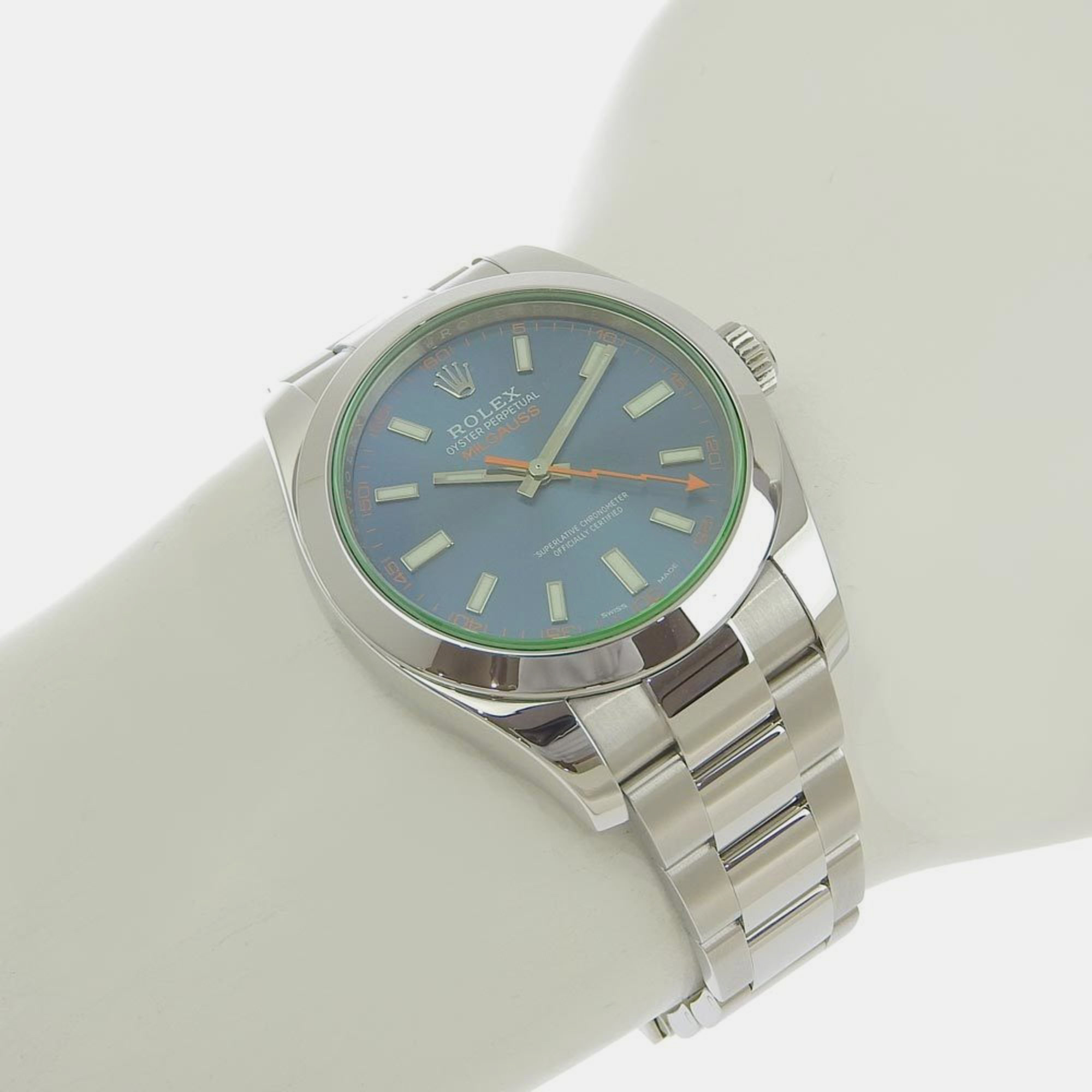 Rolex Silver Stainless Steel Milgauss 116400GV Automatic Men's Wristwatch 40 Mm
