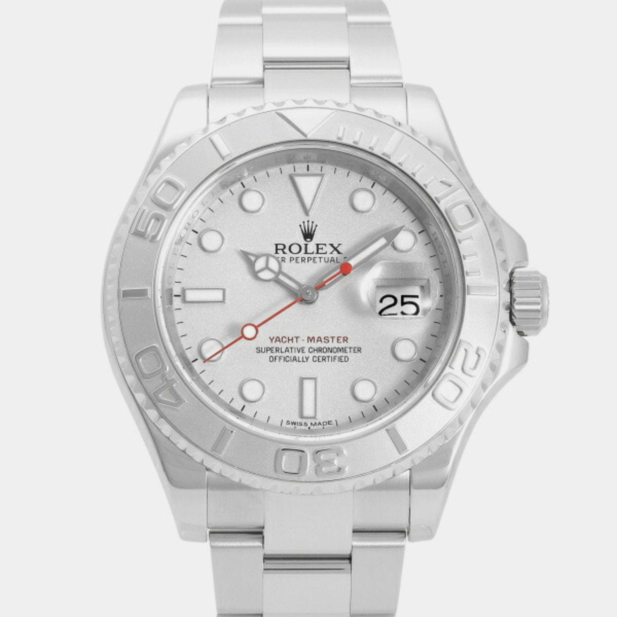 Rolex Grey Platinum And Stainless Steel Yacht-Master 116622 Automatic Men's Wristwatch 40 Mm