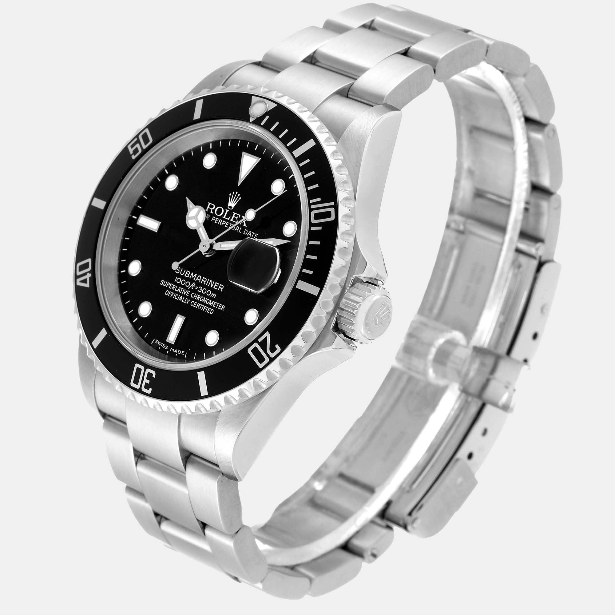 Rolex Submariner Date Black Dial Steel Men's Watch 16610 40 Mm