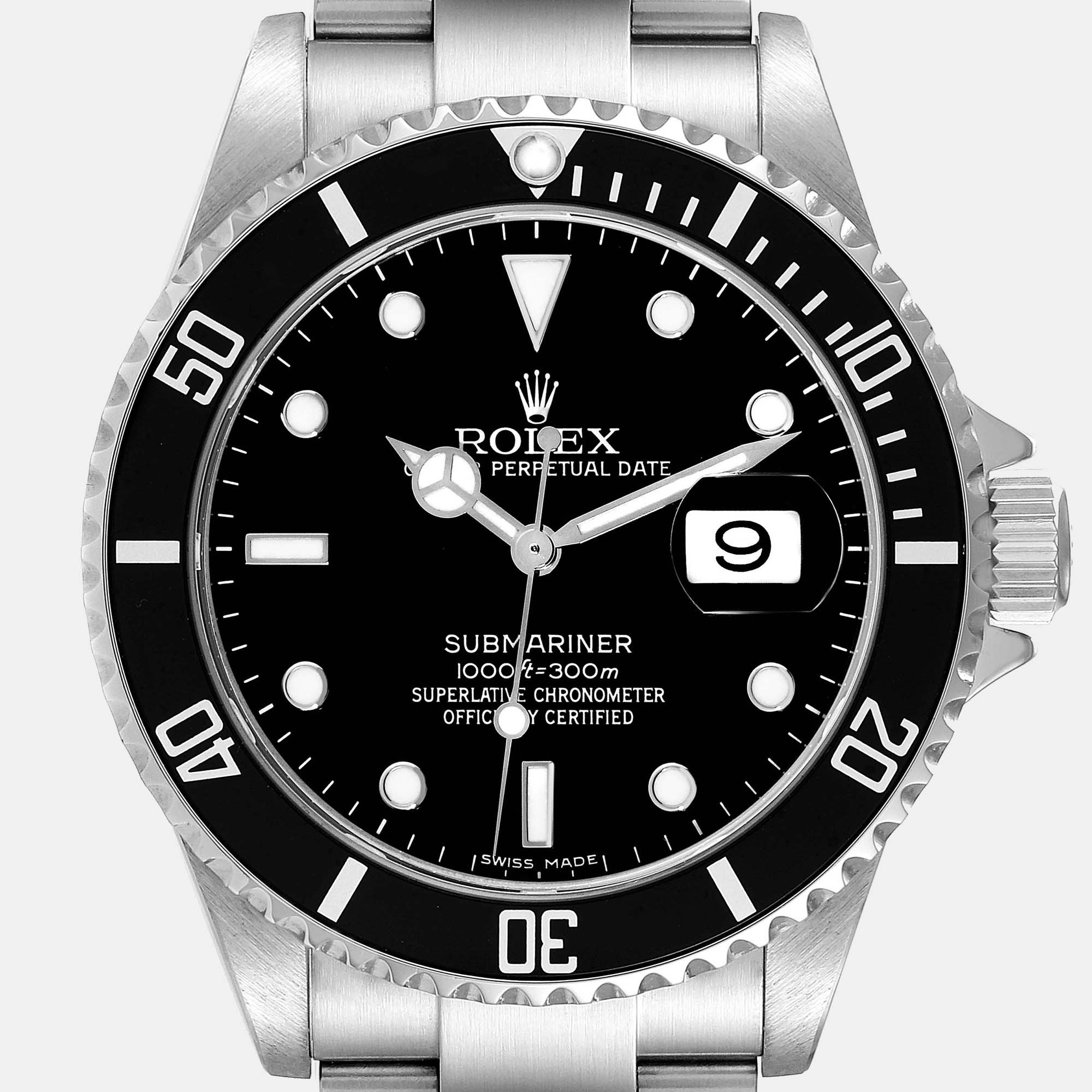 Rolex Submariner Date Black Dial Steel Men's Watch 16610 40 Mm