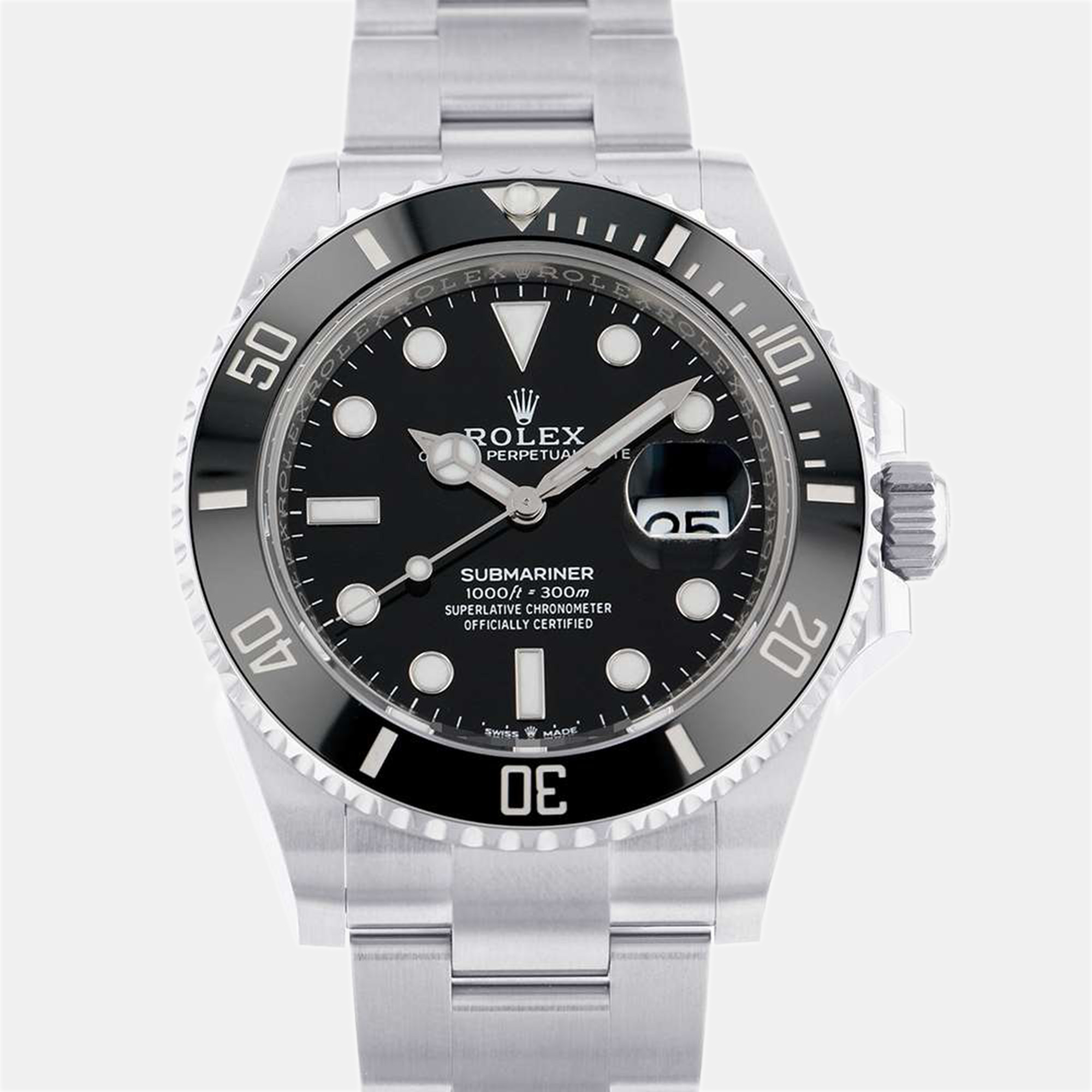 Rolex Black Stainless Steel Submariner 126610 Automatic Men's Wristwatch 41 Mm