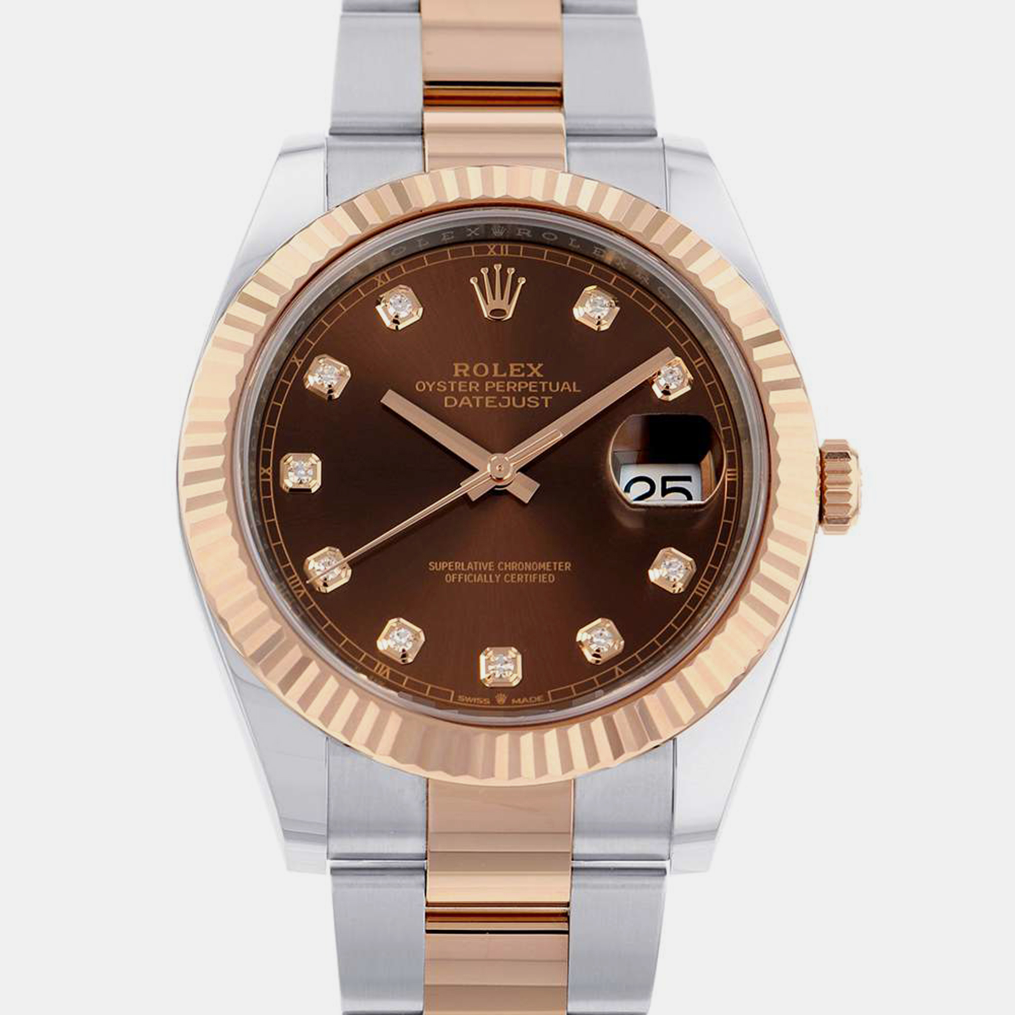 Rolex Brown 18k Rose Gold And Stainless Steel Datejust 126331 Automatic Men's Wristwatch 41 Mm