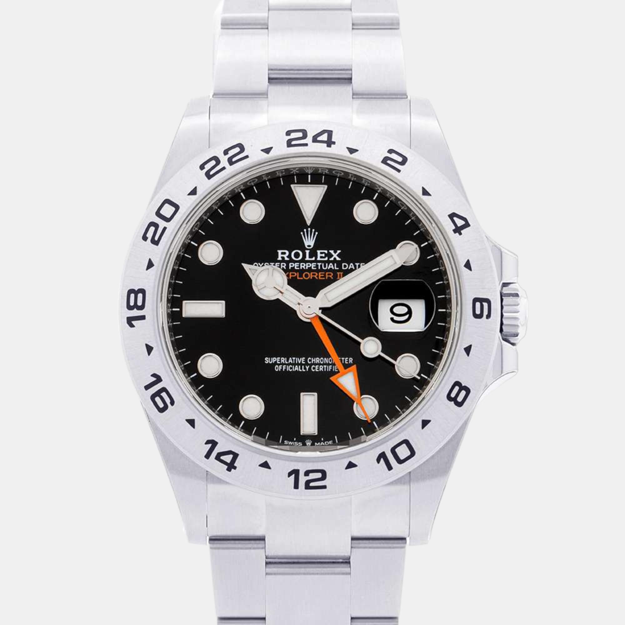 Rolex Black Stainless Steel Explorer II 226570 Automatic Men's Wristwatch 42 Mm