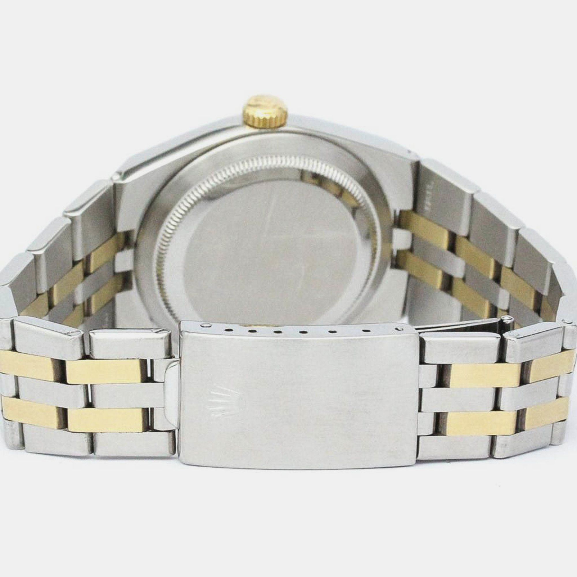 Rolex Silver 18k Yellow Gold And Stainless Steel Datejust 17013 Quartz Men's Wristwatch 36 Mm