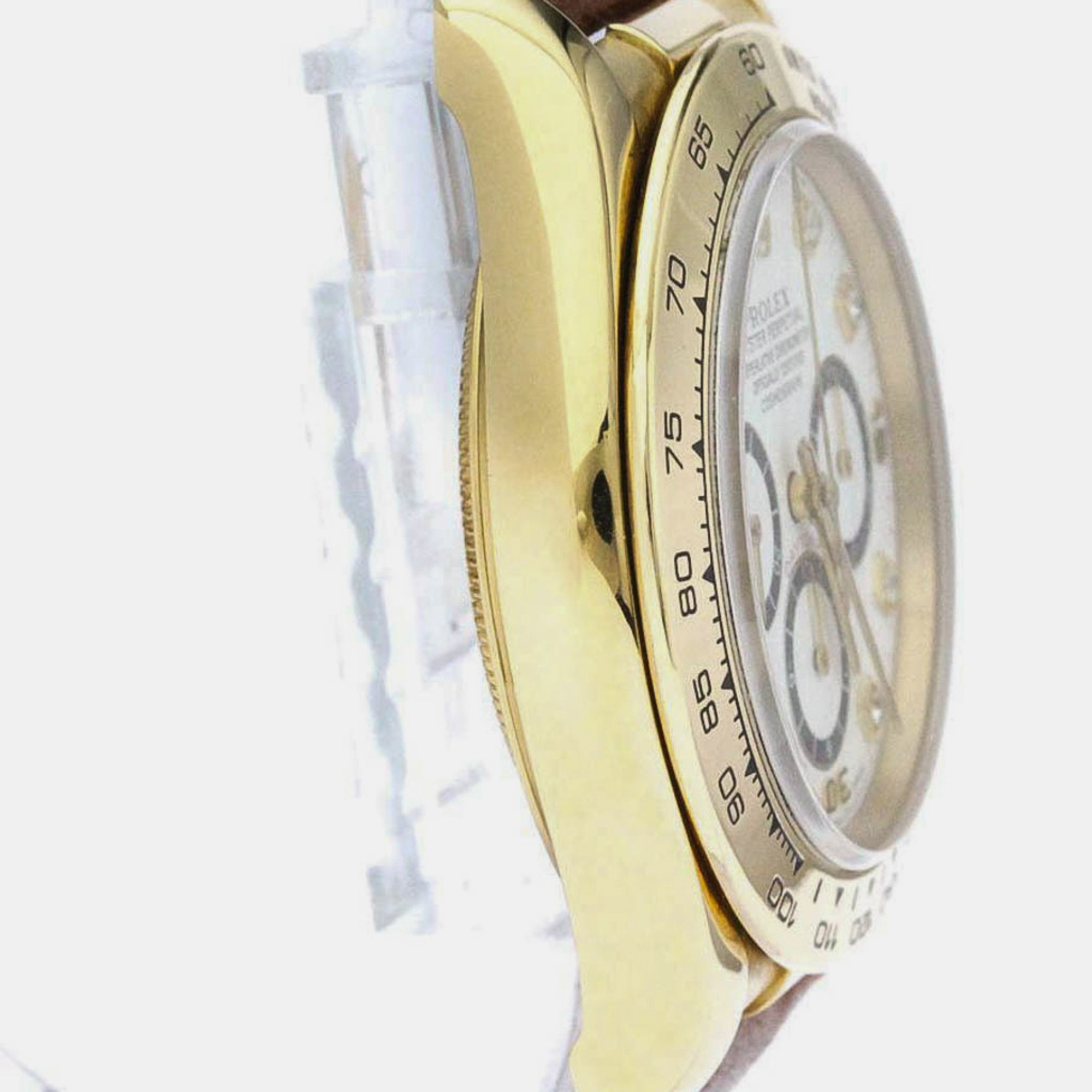 Rolex White Diamond 18k Yellow Gold Cosmograph Daytona 16518G Automatic Men's Wristwatch 40 Mm