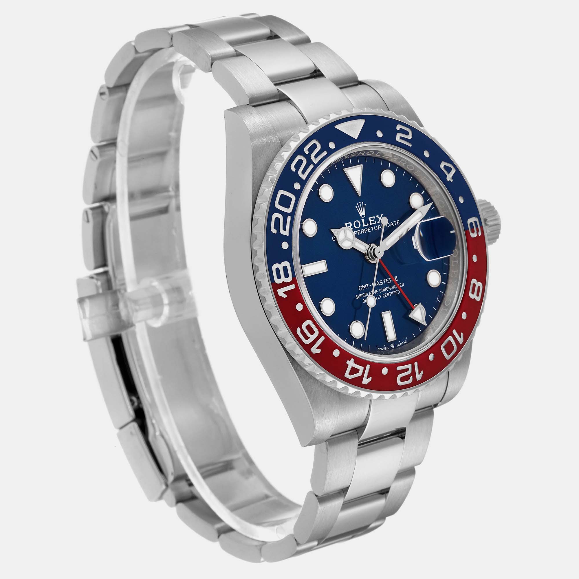 Rolex GMT Master II White Gold Pepsi Bezel Blue Dial Men's Watch 126719 40 Mm