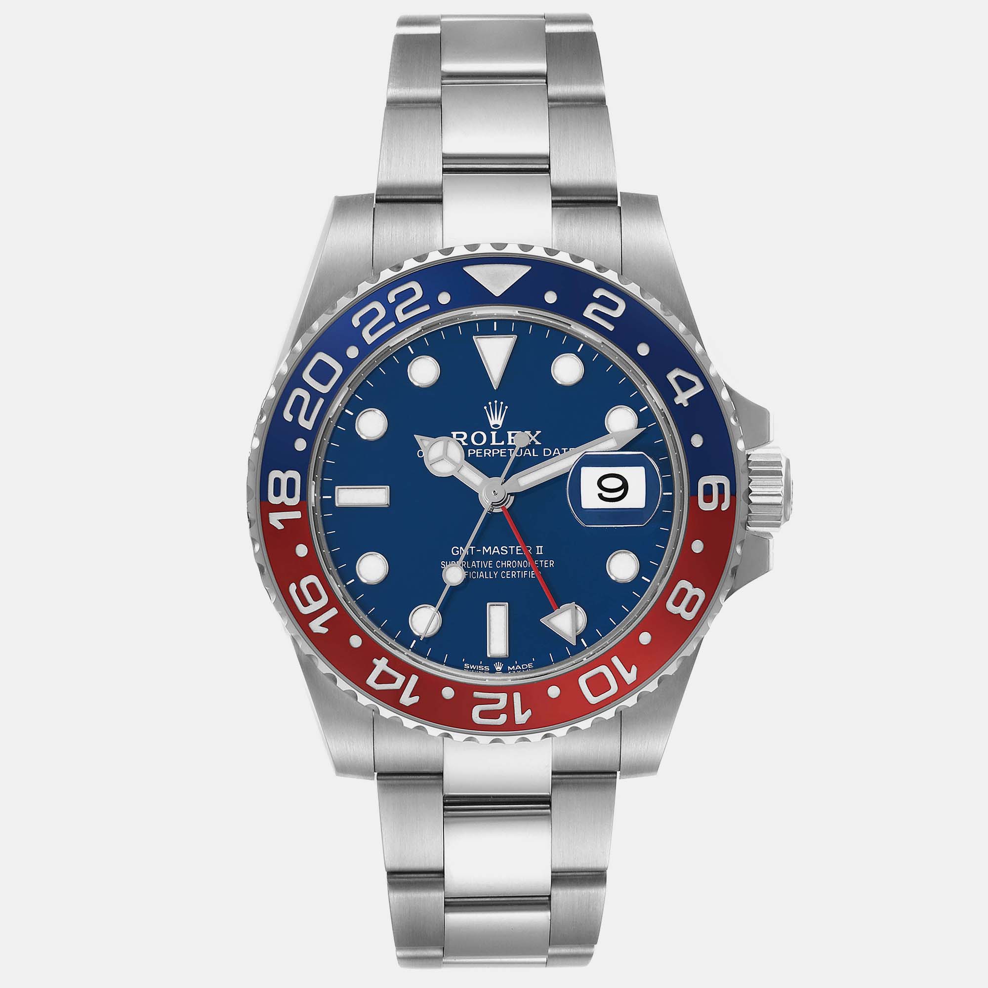 Rolex GMT Master II White Gold Pepsi Bezel Blue Dial Men's Watch 126719 40 Mm