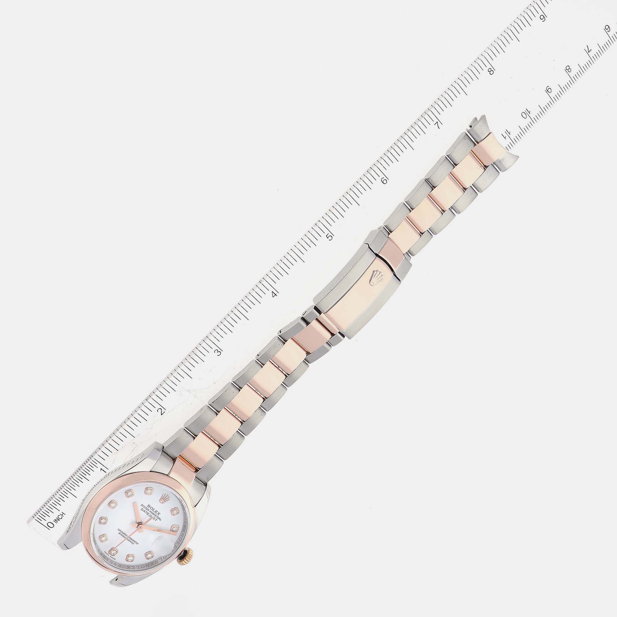Rolex Datejust Steel Rose Gold White Diamond Dial Men's Watch 116201 36 Mm
