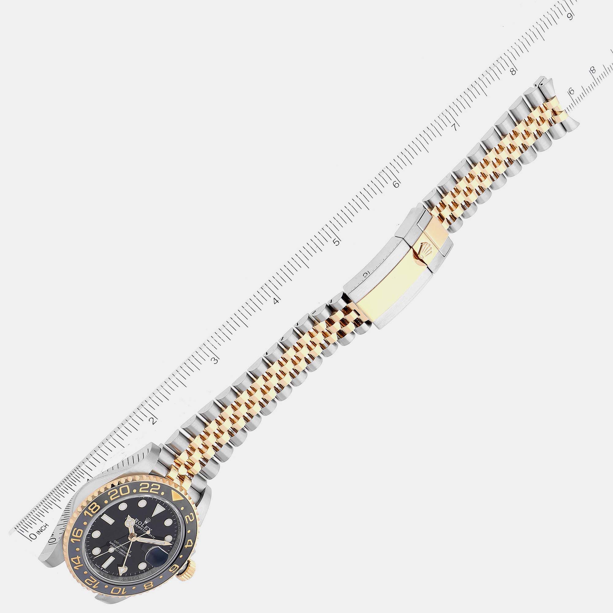 Rolex GMT Master II Yellow Gold Steel Grey Bezel Mens Watch 126713 40 Mm