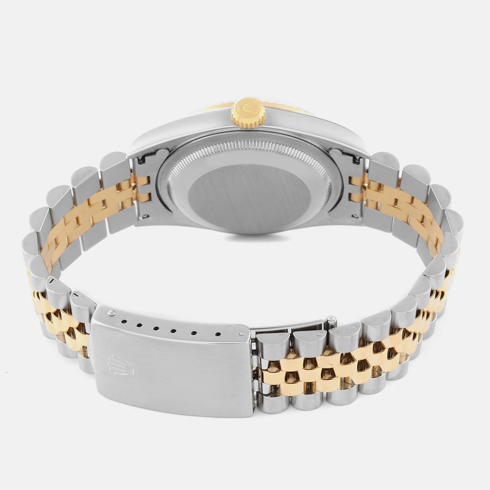Rolex Datejust Steel Yellow Gold Diamond Anniversary Dial Mens Watch 16233