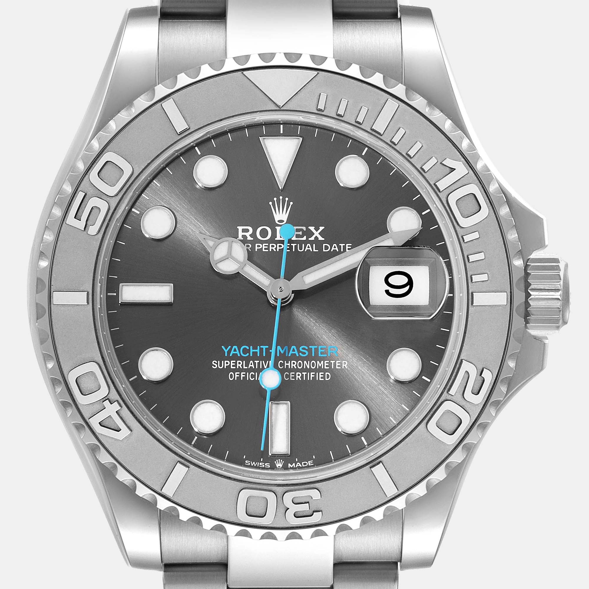 Rolex Yachtmaster Steel Platinum Bezel Rhodium Dial Men's Watch 126622 40 Mm