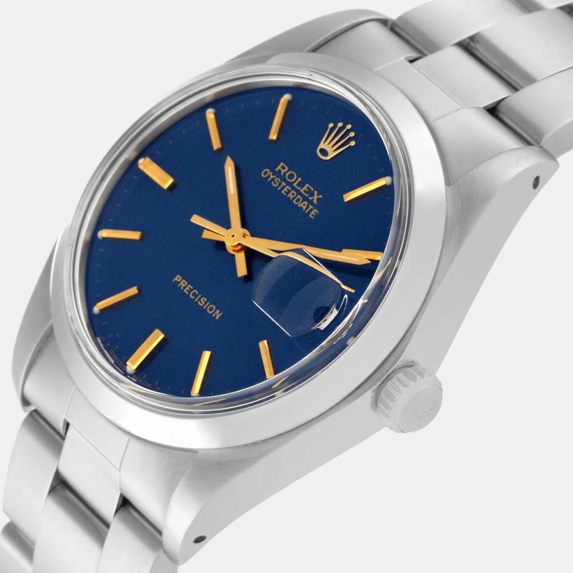 Rolex OysterDate Precision Blue Dial Vintage Steel Mens Watch 6694
Rolex OysterDate Precision Blue Dial Vintage Steel Mens Watch 6694