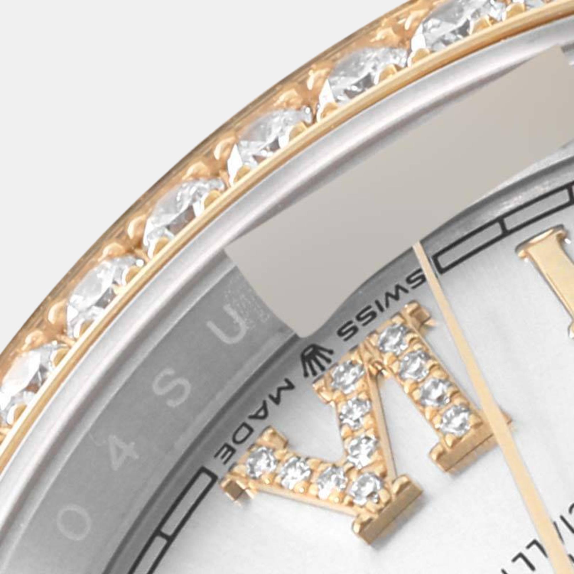 Rolex Datejust Steel Yellow Gold Silver Dial Diamond Mens Watch 126283