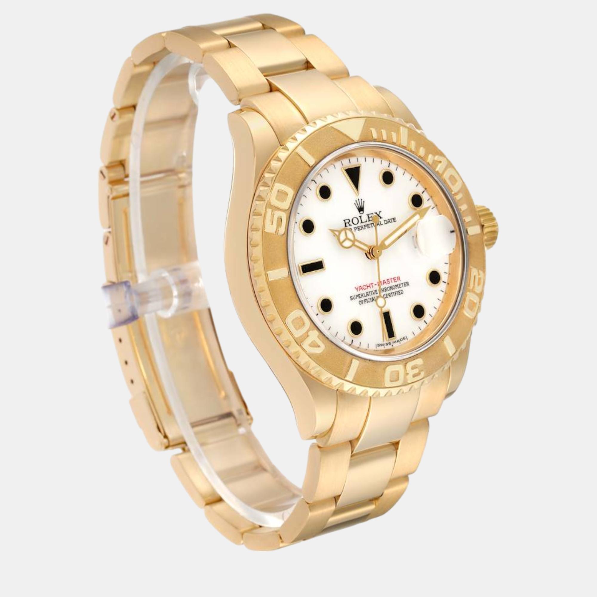 Rolex Yachtmaster 40mm Yellow Gold White Dial Mens Watch 16628