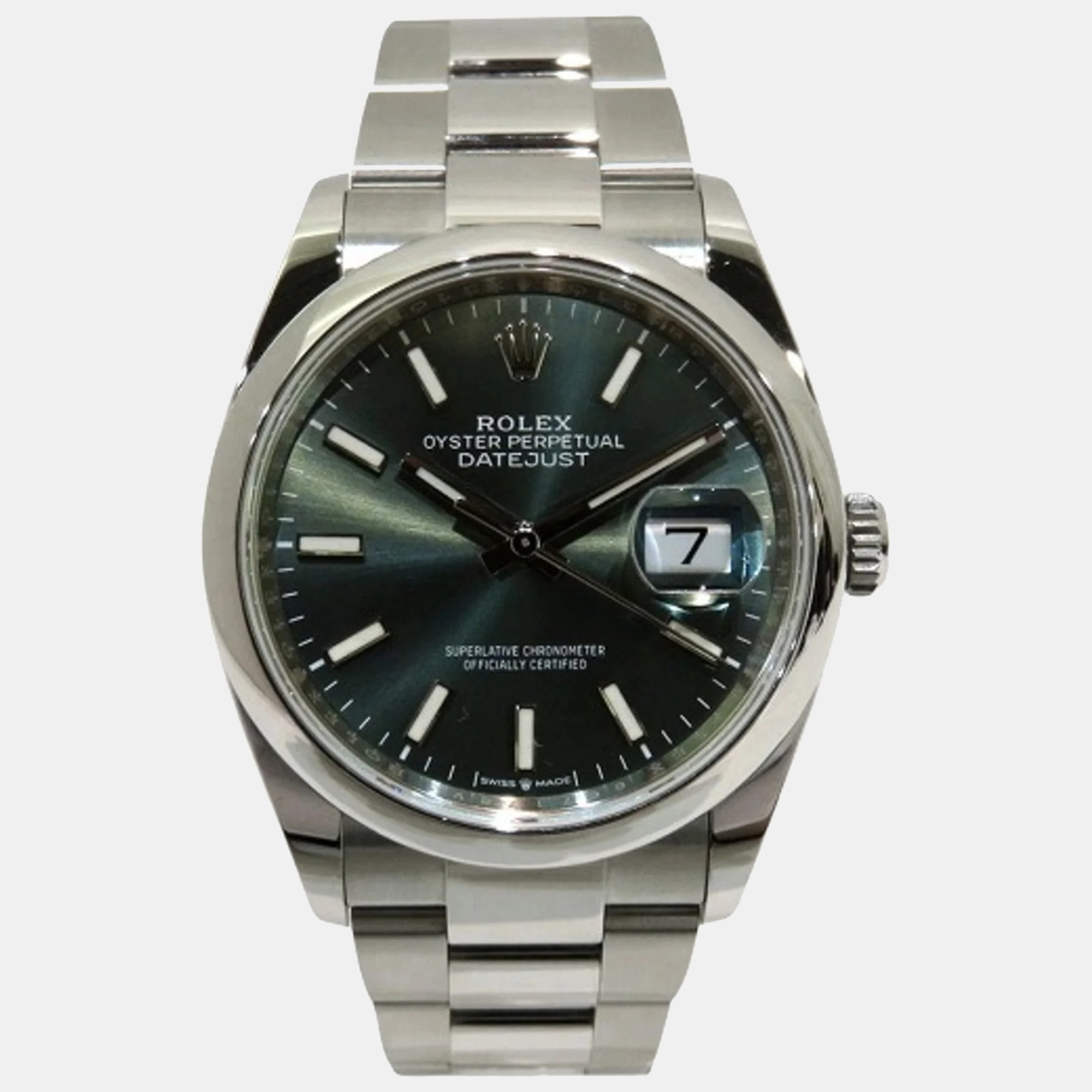 Rolex Green Stainless Steel Datejust 126200 Automatic Men's Wristwatch 36 Mm