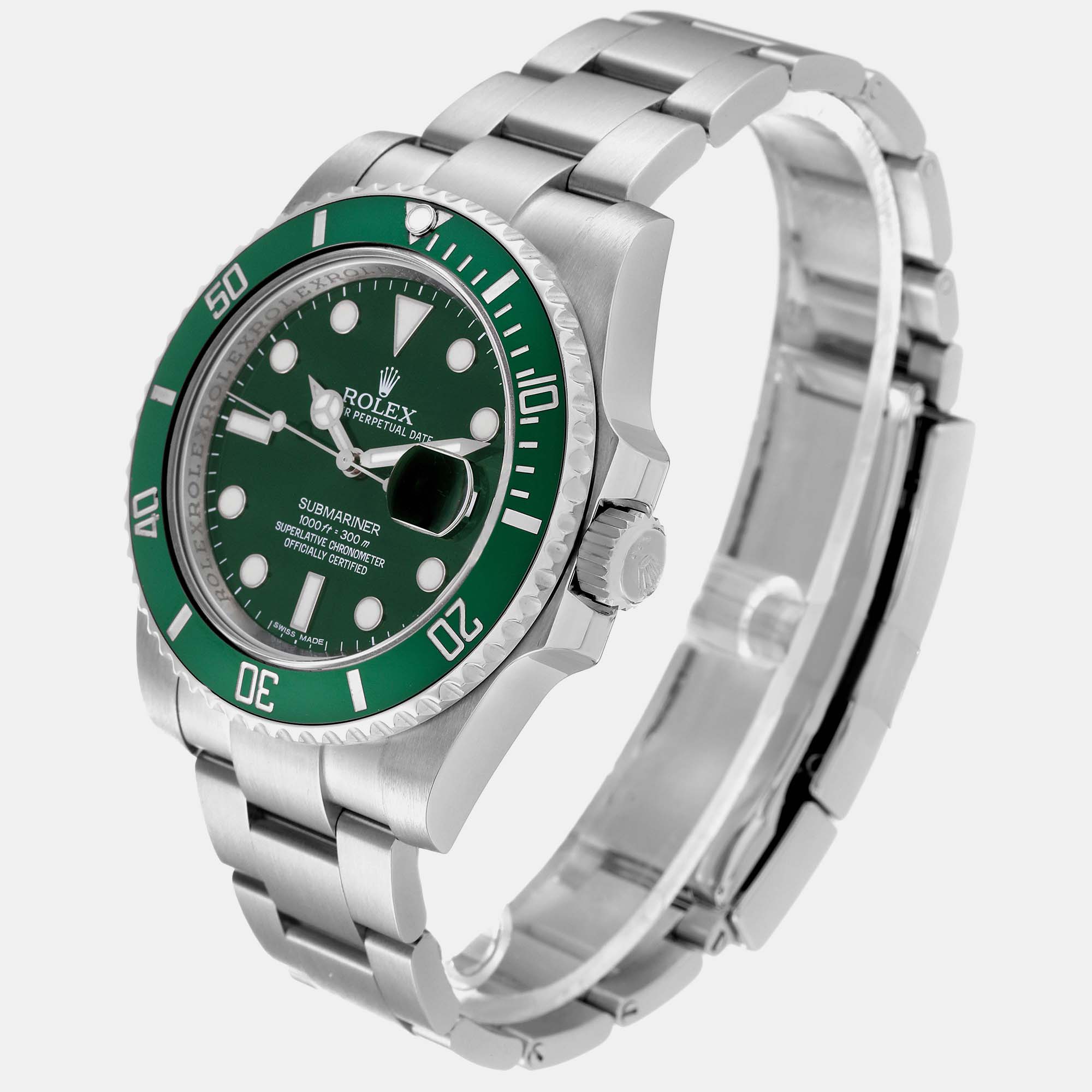 Rolex Submariner Hulk Green Dial Steel Men's Watch 116610LV 40 Mm