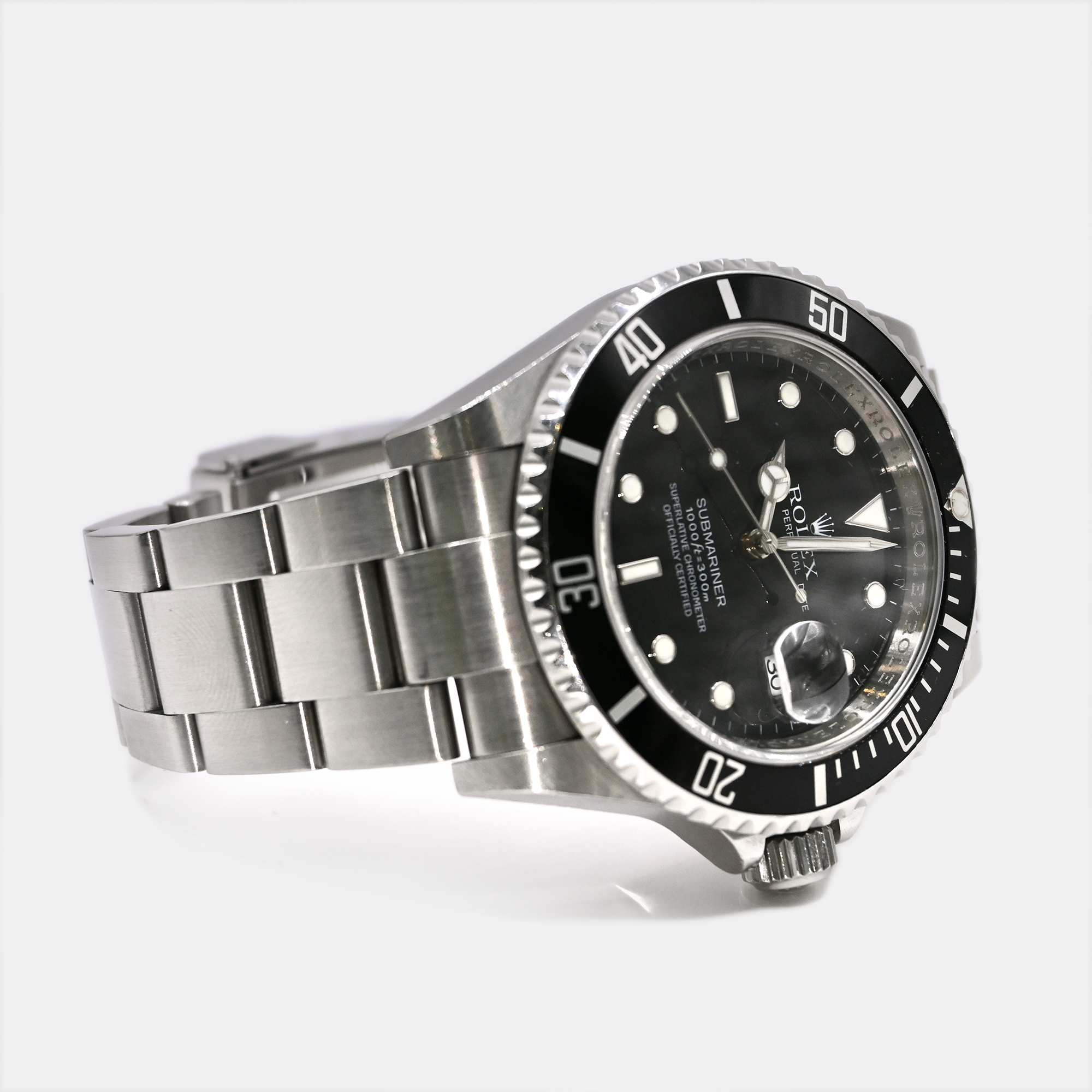 Rolex Black Stainless Steel Submariner 16610 Automatic Men's Wristwatch 40 Mm