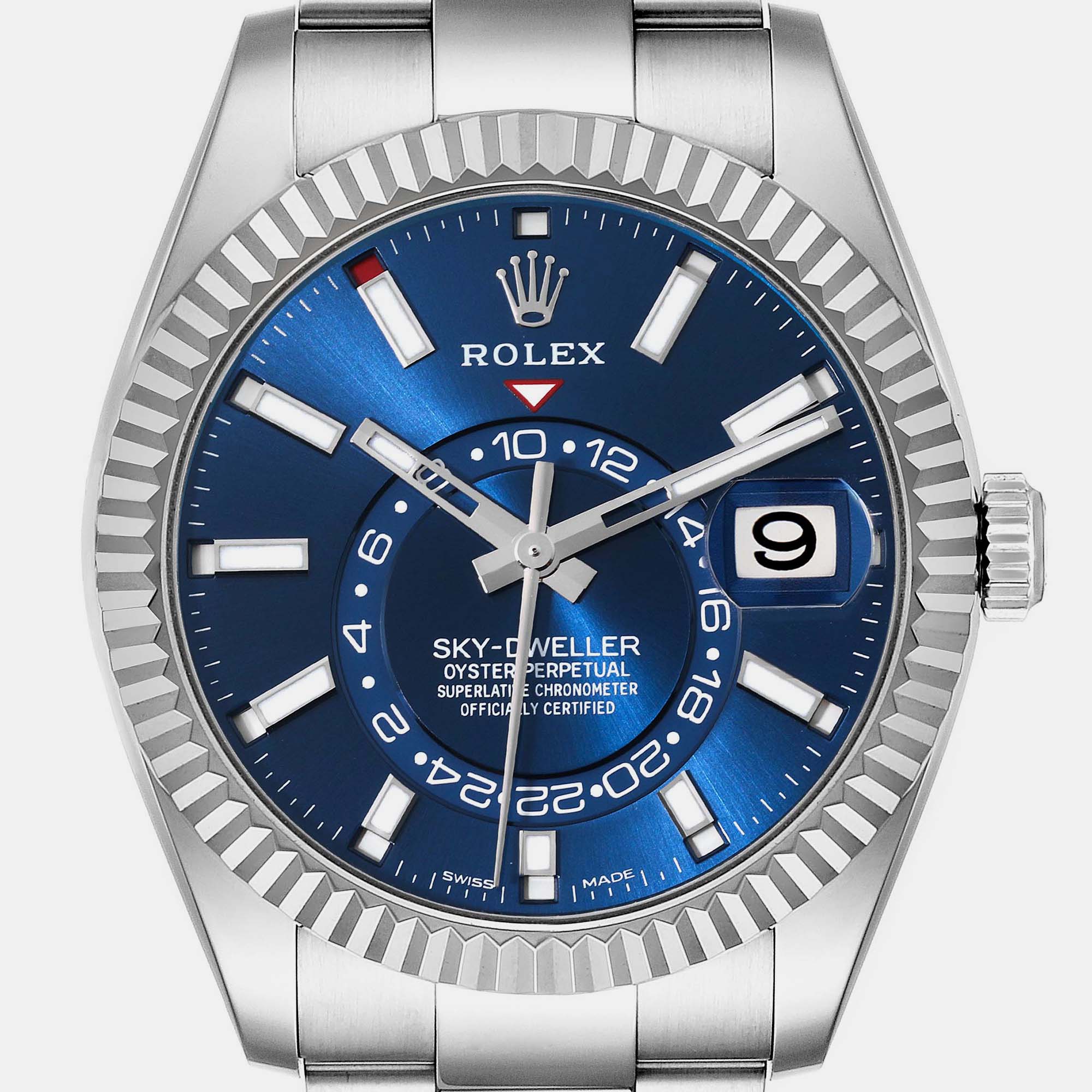 Rolex Sky-Dweller Blue Dial Steel White Gold Mens Watch 326934 42 Mm