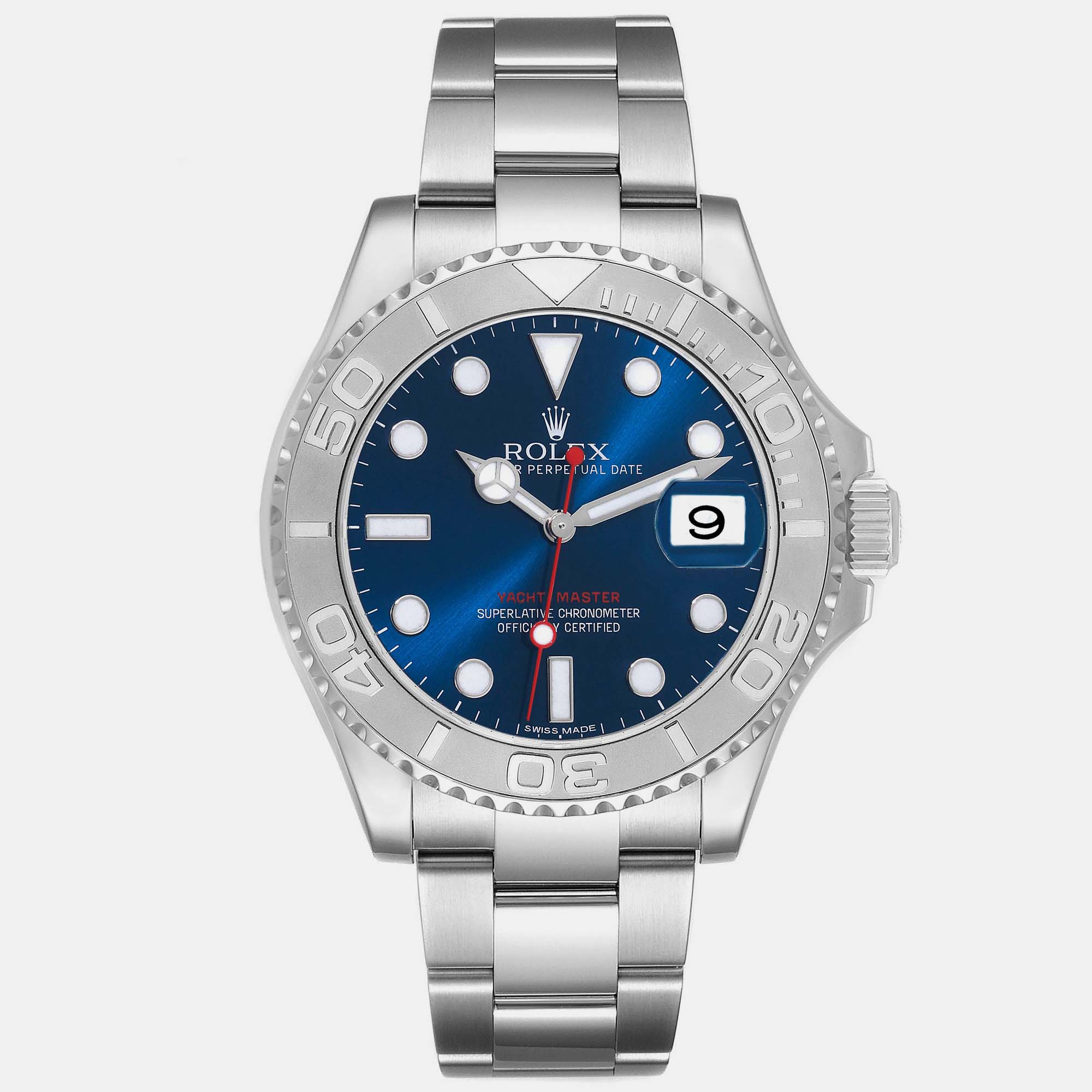 Rolex Yachtmaster Steel Platinum Blue Dial Mens Watch 116622