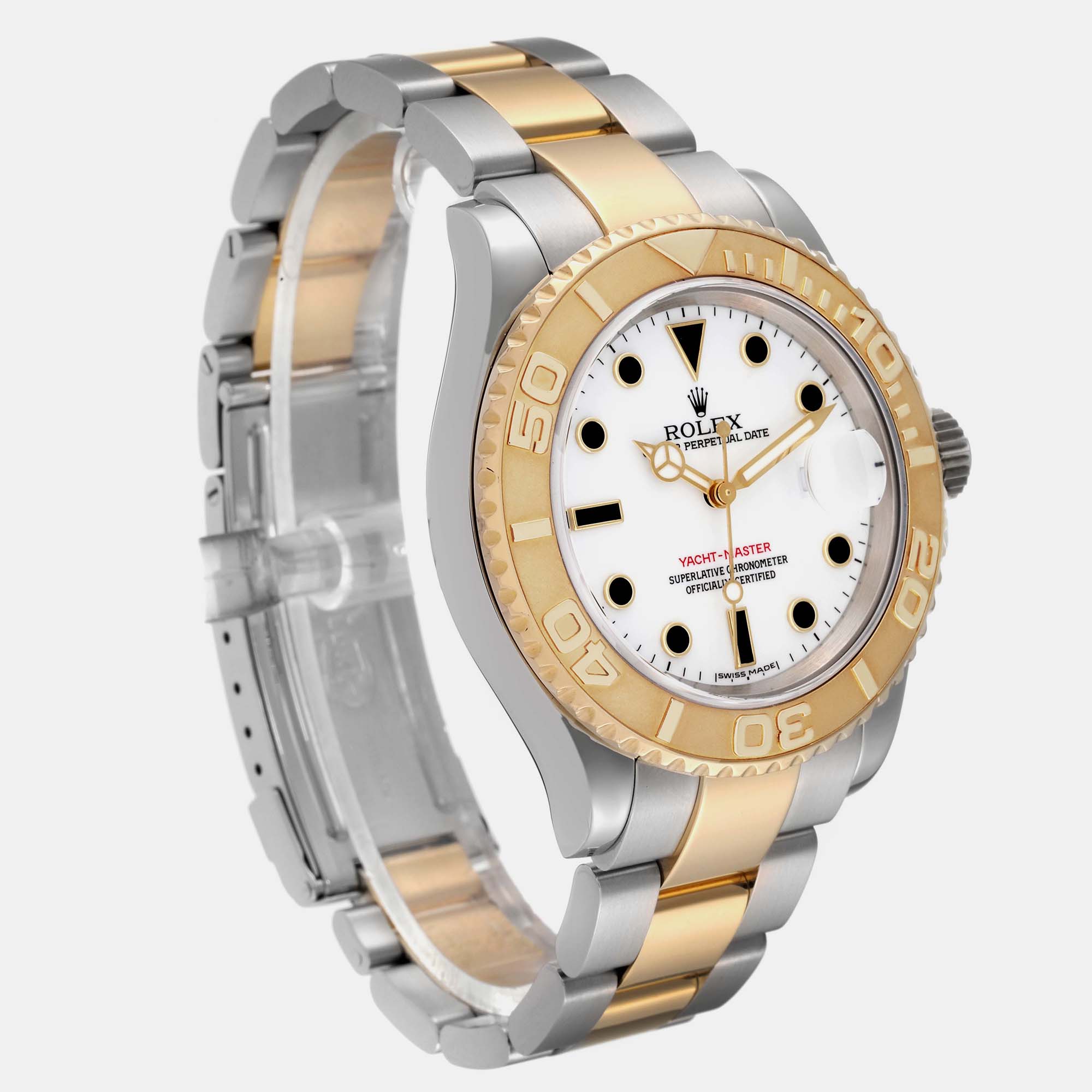 Rolex Yachtmaster Steel Yellow Gold White Dial Mens Watch 16623 40 Mm