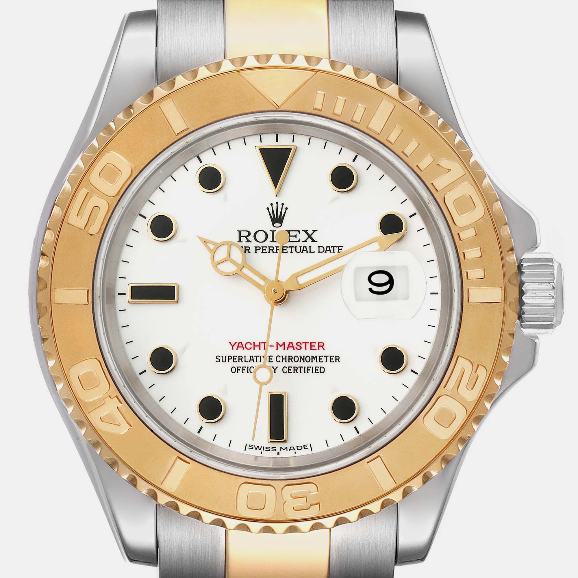 Rolex Yachtmaster Steel Yellow Gold White Dial Mens Watch 16623 40 Mm