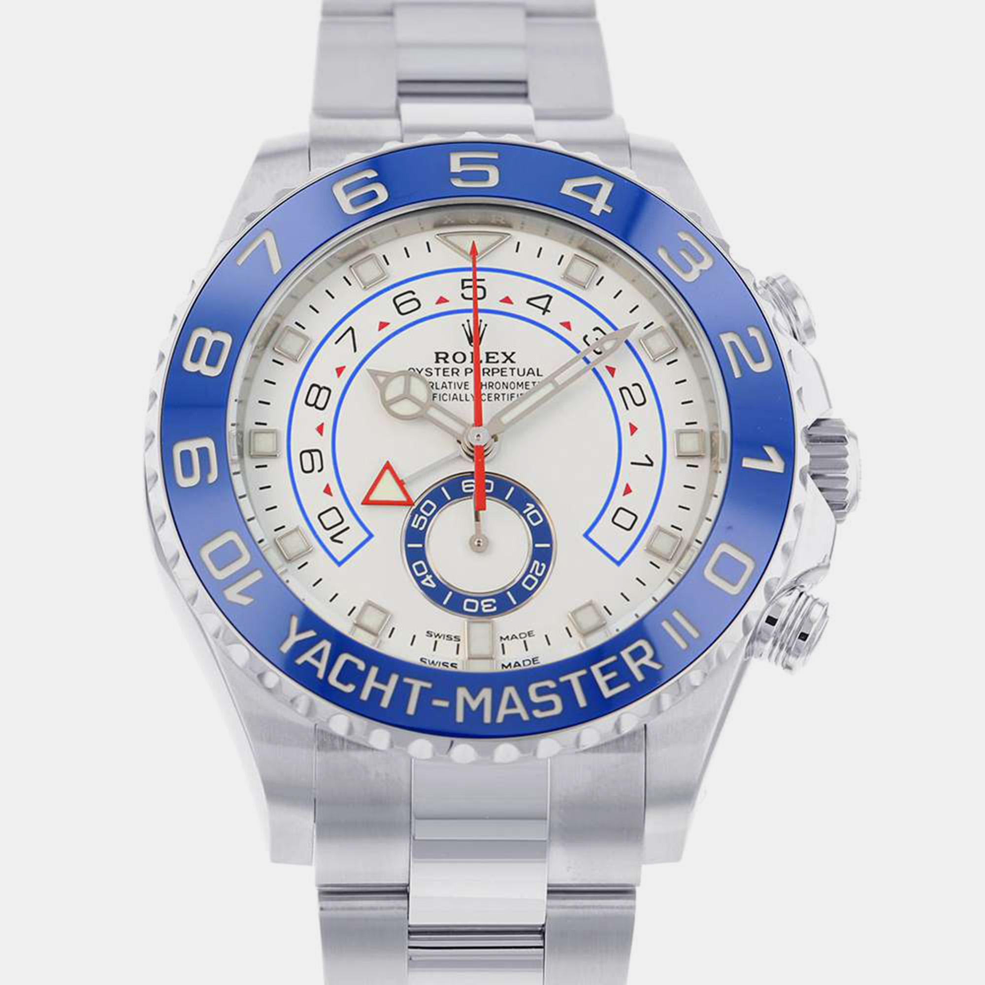 Rolex White Stainless Steel Yacht-Master II 116680 Automatic Men's Wristwatch 44 Mm
