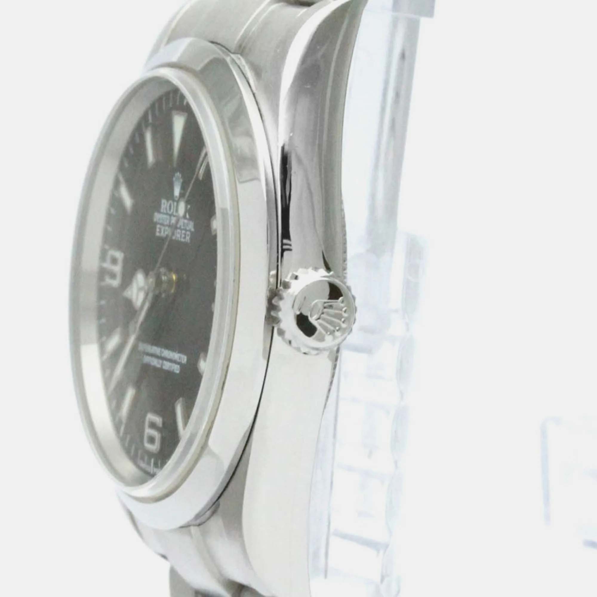 Rolex Black Stainless Steel Explorer 114270 Automatic Men's Wristwatch 36 Mm
