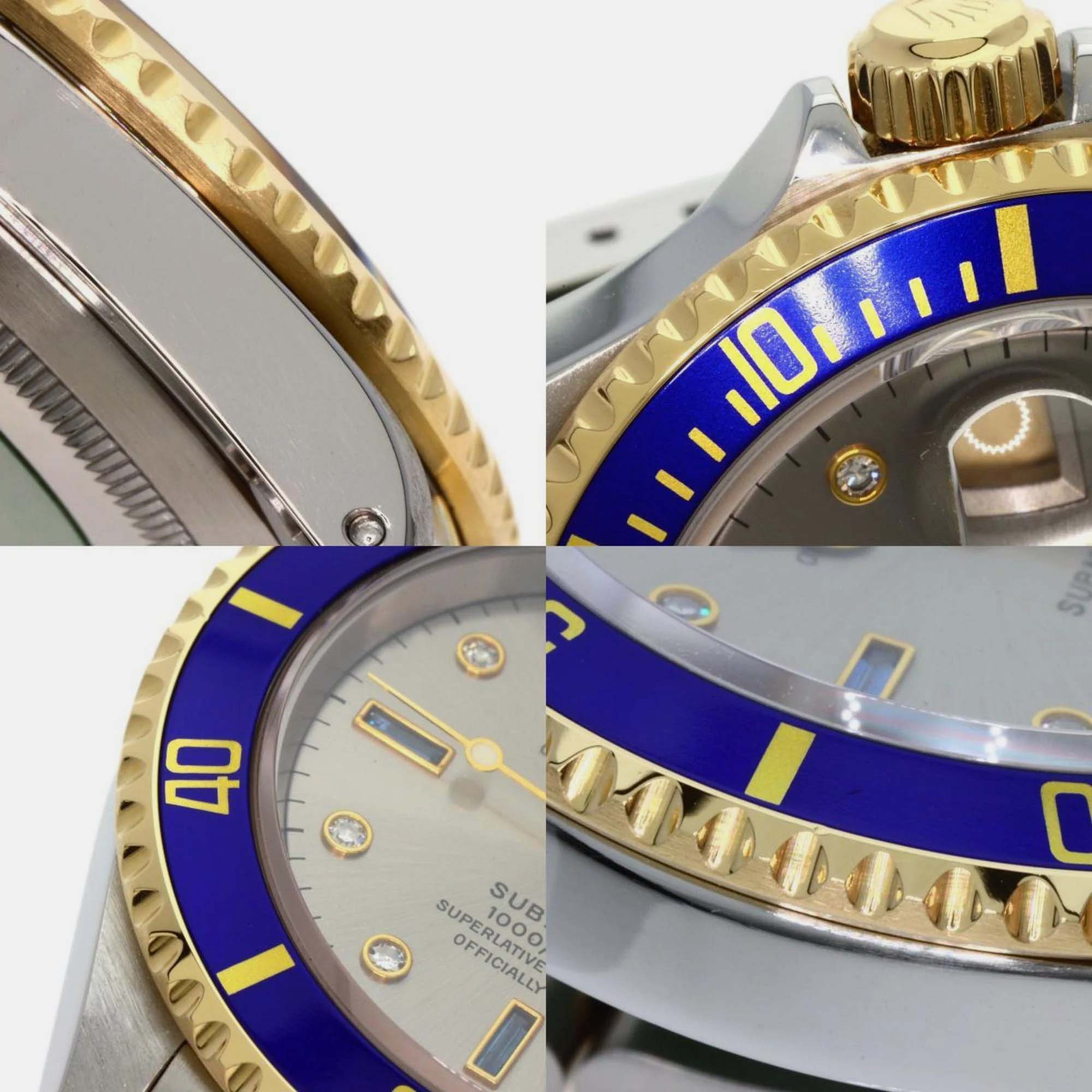 Rolex Silver Diamond 18k Yellow Gold And Stainless Steel Submariner 16613SG Automatic Men's Wristwatch 39 Mm