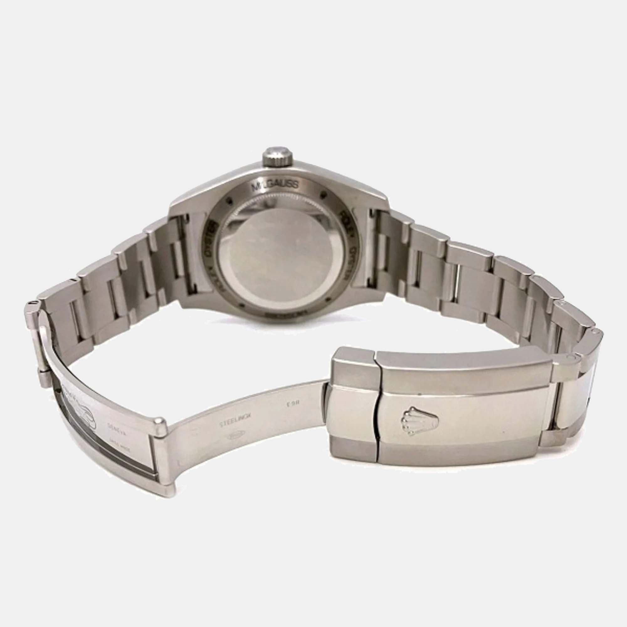 Rolex Black Stainless Steel Milgauss 116400GV Automatic Men's Wristwatch 40 Mm