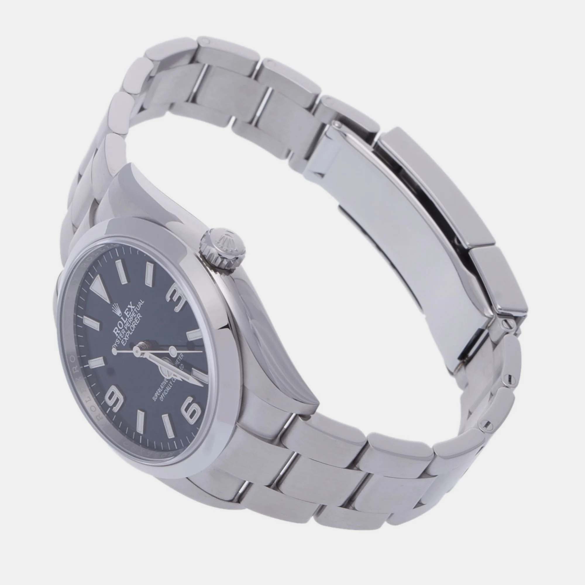 Rolex Black Stainless Steel Explorer 124270 Automatic Men's Wristwatch 36 Mm