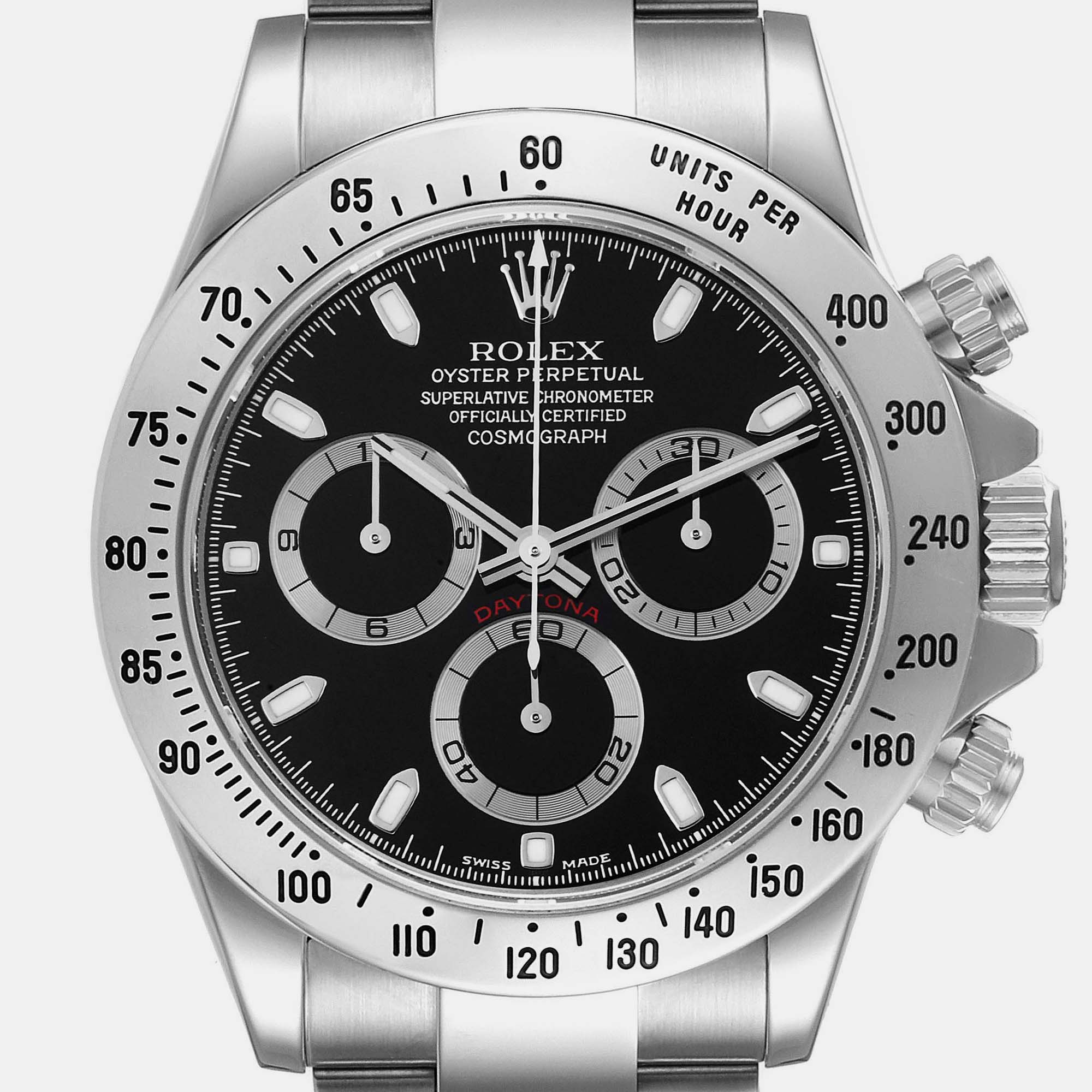 Rolex Daytona Chronograph Black Dial Steel Mens Watch 116520 40 Mm