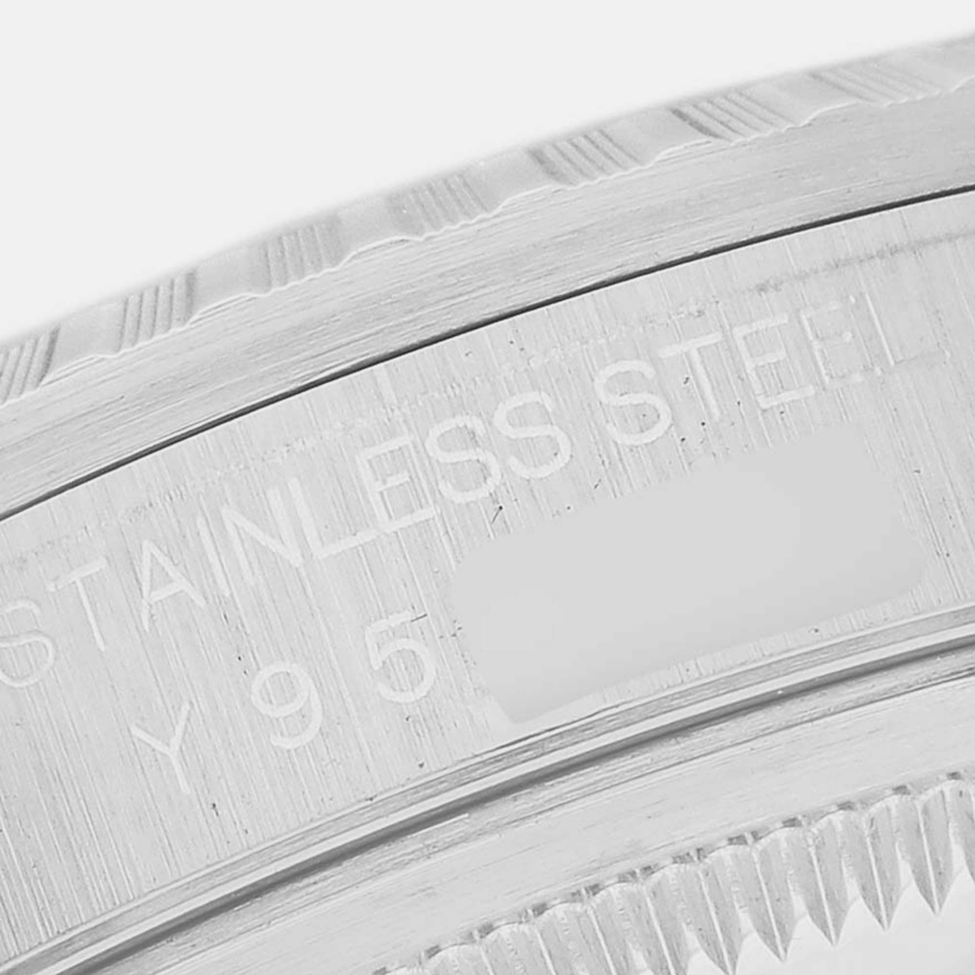 Rolex Datejust White Dial Engine Turned Bezel Steel Mens Watch 16220 36 Mm