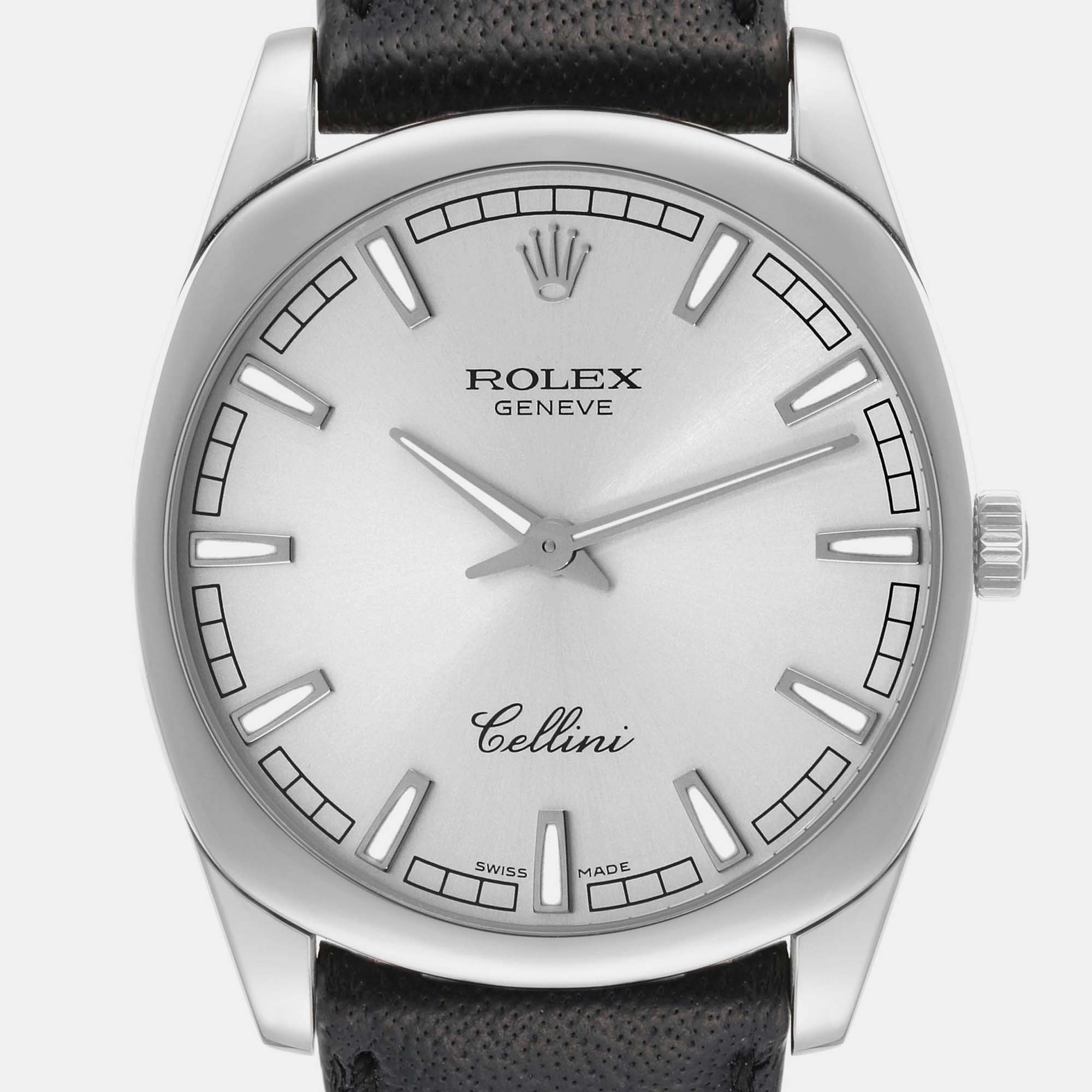 Rolex Cellini Danaos White Gold Silver Dial Mens Watch 4243 38 Mm