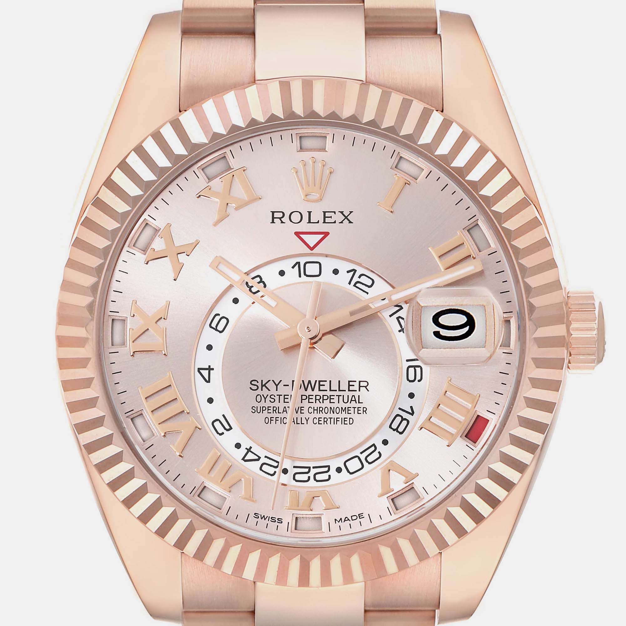 Rolex Sky-Dweller Rose Gold Sundust Dial Mens Watch 326935