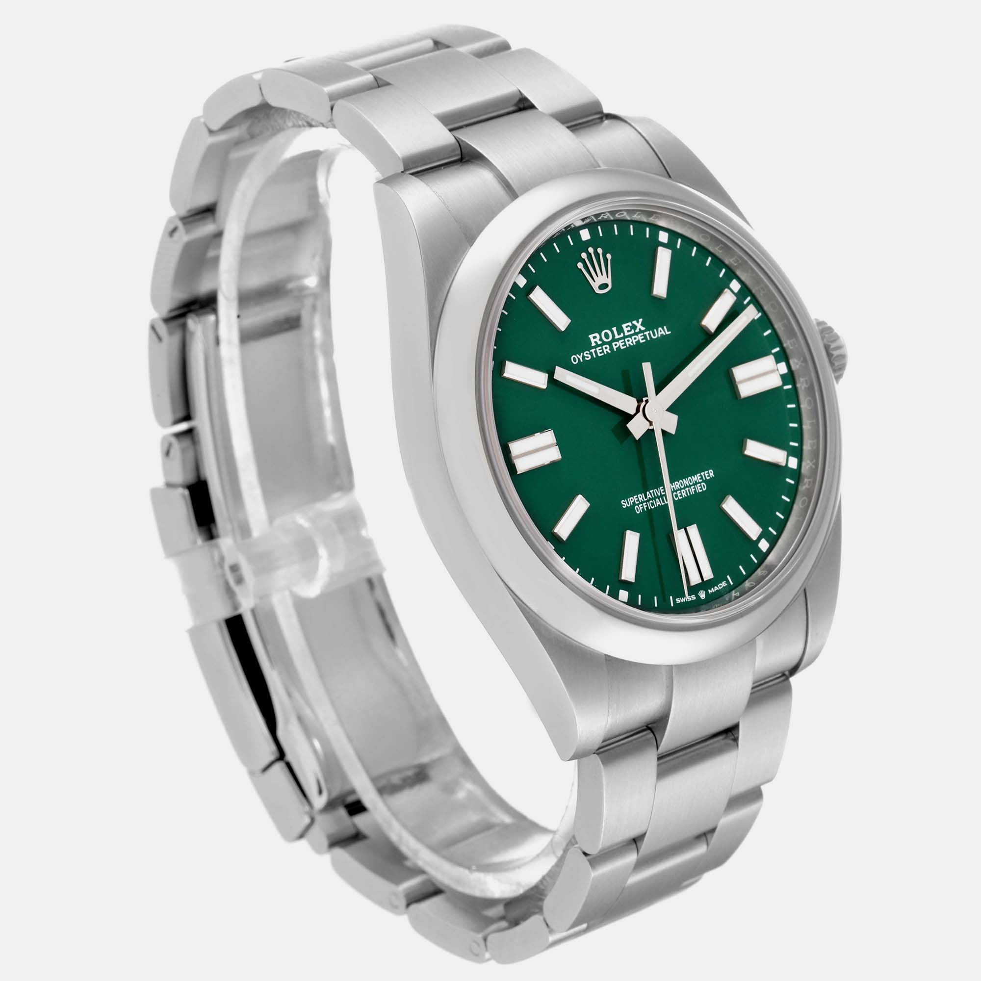 Rolex Oyster Perpetual 41mm Green Dial Steel Mens Watch 124300