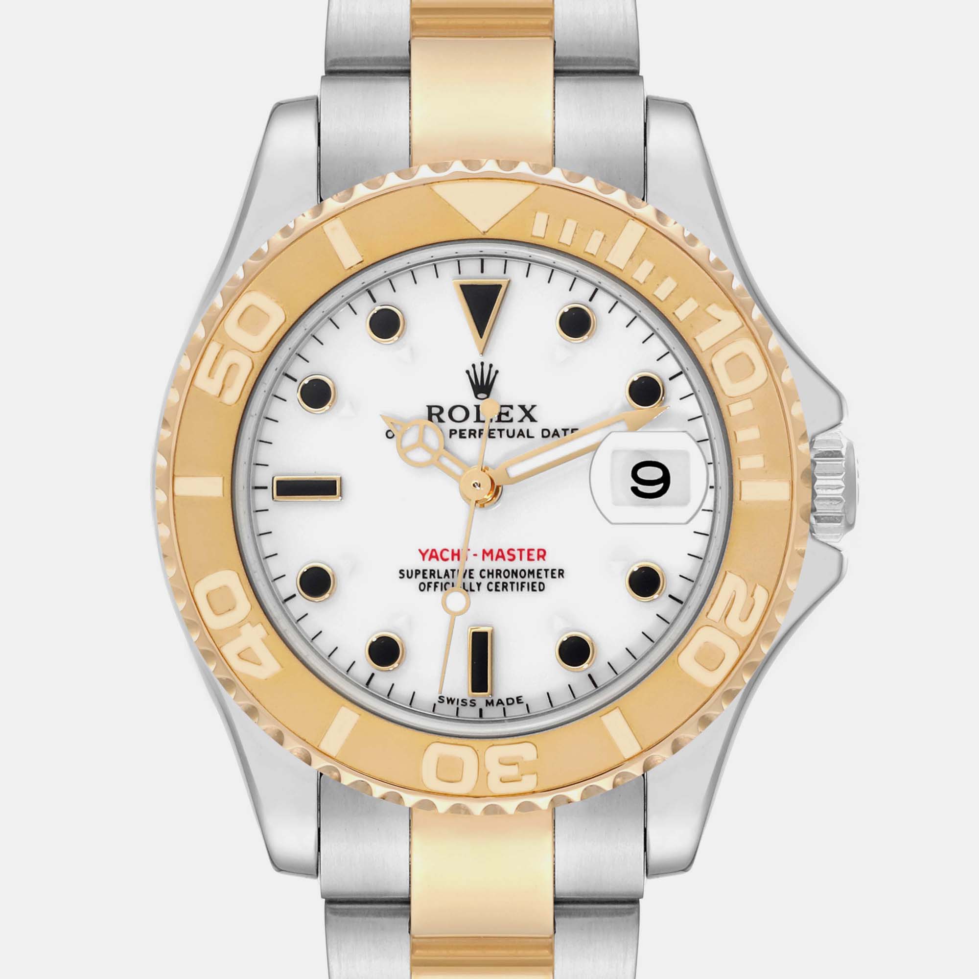 Rolex Yachtmaster Midsize Steel Yellow Gold Mens Watch 168623 35 Mm